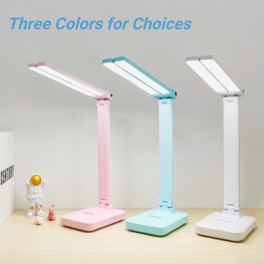Rechargeable White Desk Lamp with 3 Lighting Modes - Portable Battery Operated Small Desk Light for Home Office, Studying, Reading, Kids & Dorm Room - Perfect for Nighttime Use, Homework & Bedside Lighting