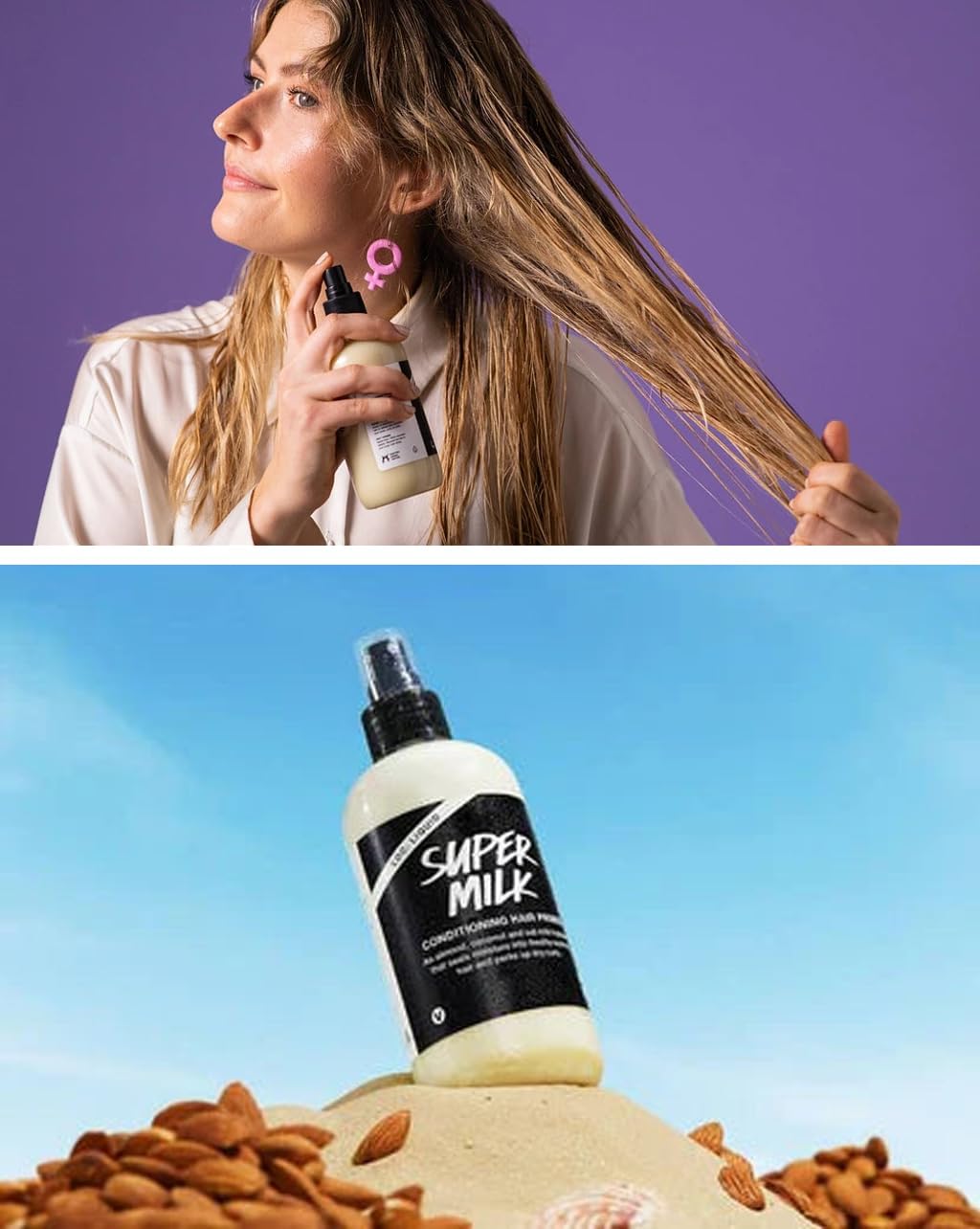 Supermilk Hair Primer Conditioner Spray - Smoothing & Detangling Leave-In Treatment for Frizz Control & Shine | Perfect for Daily Hair Care, Styling & Heat Protection