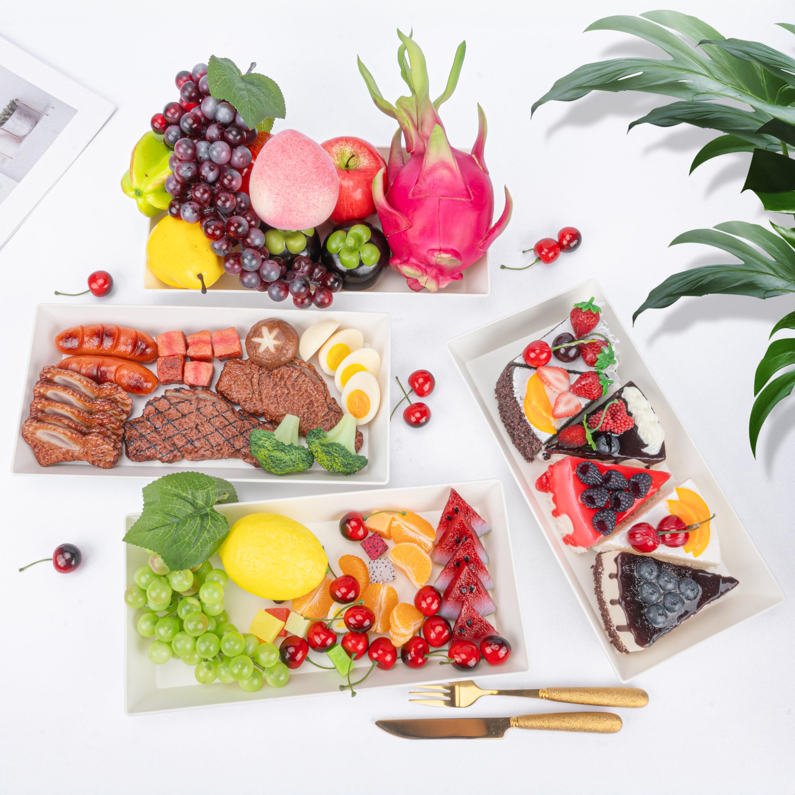 6-Pack White Rectangle Dessert Plates - Perfect for Displaying Muffins, Cakes, Cookies & Pastries | Ideal for Weddings, Parties, Holiday Events & Elegant Dinners | Durable & Stylish Serving Trays for Any Occasion