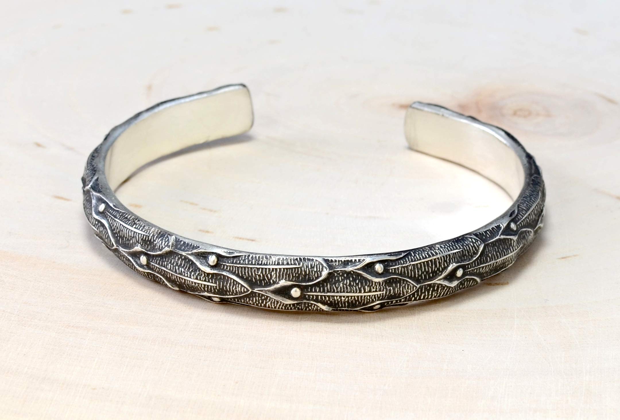 Sterling Silver Dragon Scale Cuff Bracelet for Women's Fashion Jewelry