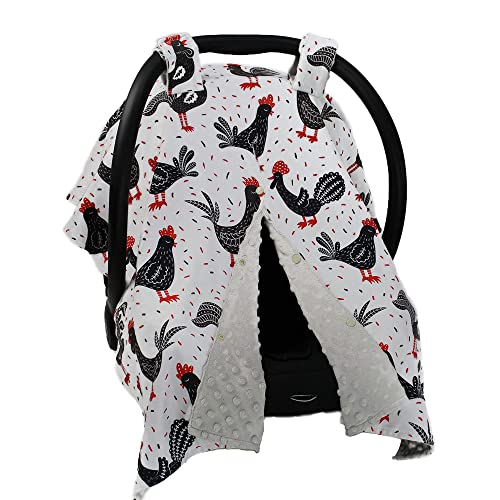 Black and Red Chickens/Gray Minky Dot