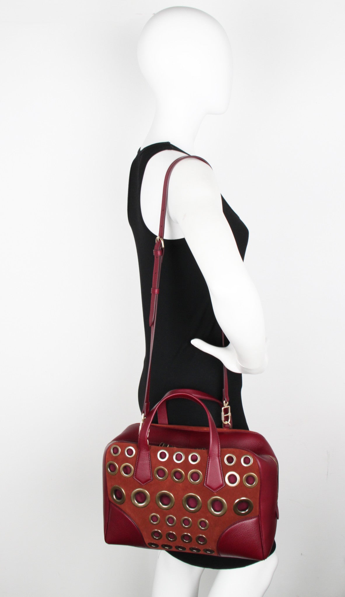 Le Coussin Boston Eyelet Bag in Havana Brown - Stylish Leather Shoulder Bag for Women, Perfect for Work, Travel & Everyday Use