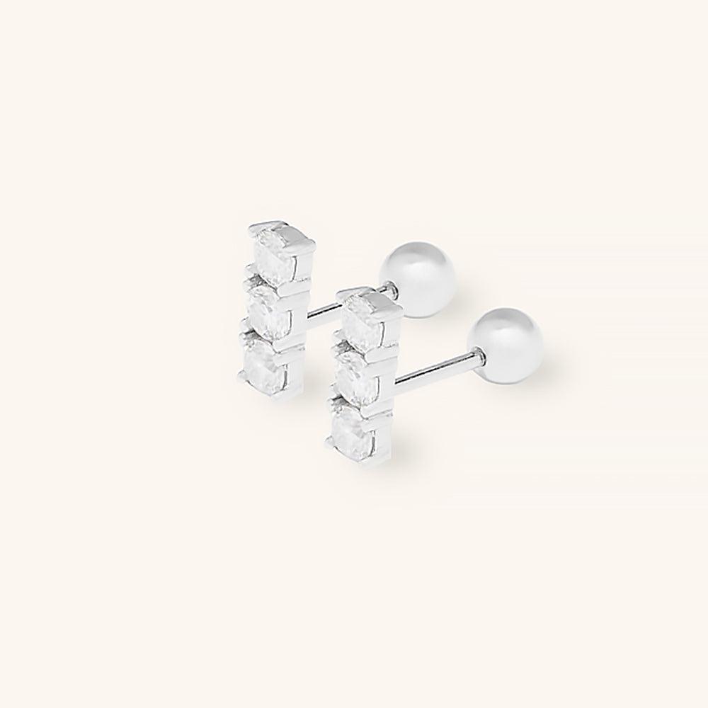 Classic Bar Moissanite Stud Earrings for Women - 14K Gold Plated Hypoallergenic Cubic Zirconia Jewelry - Perfect for Wedding, Anniversary & Everyday Wear