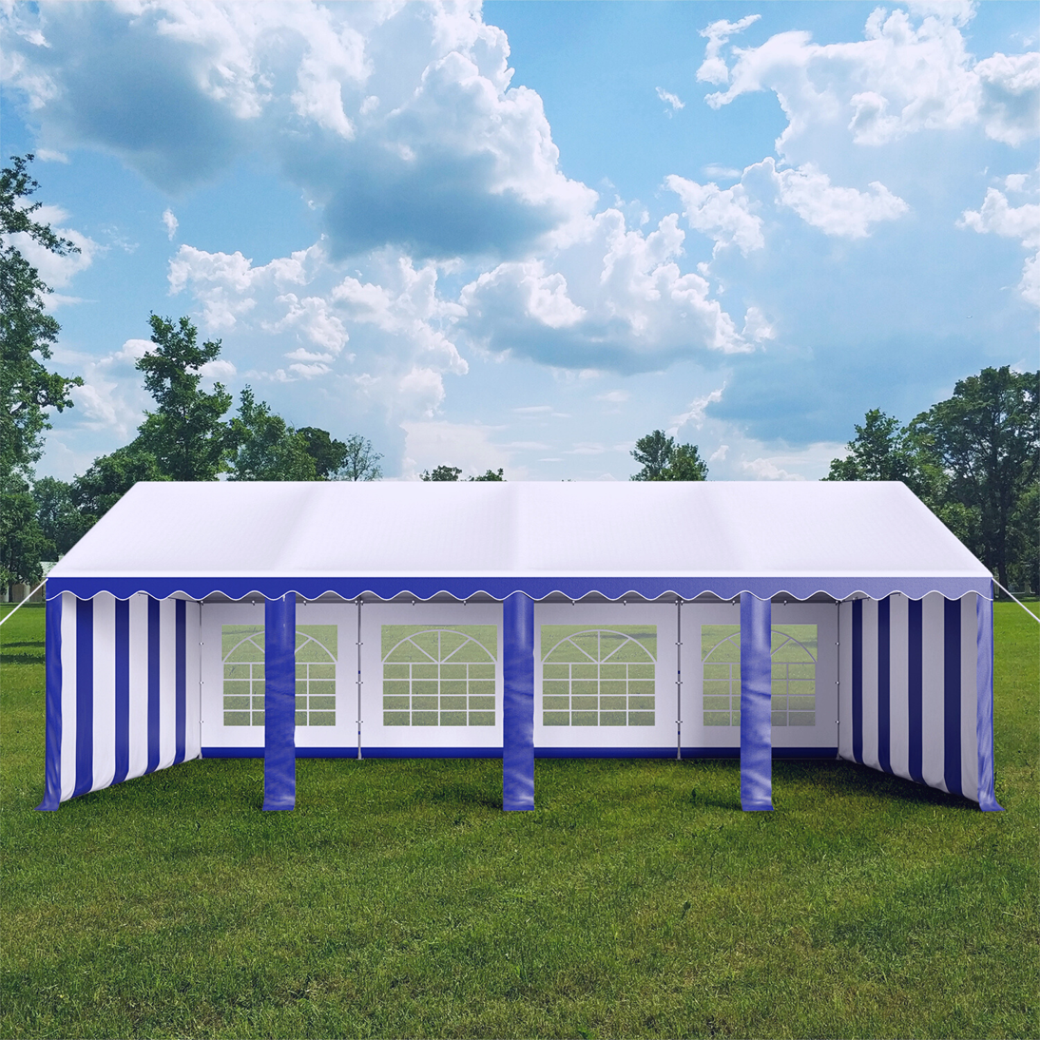 PHI VILLA 13'x26' Heavy Duty Scalloped Valance Party Tent Canopy Shelter with Carry Bag - Perfect for Weddings, Outdoor Events, and Backyard Gatherings