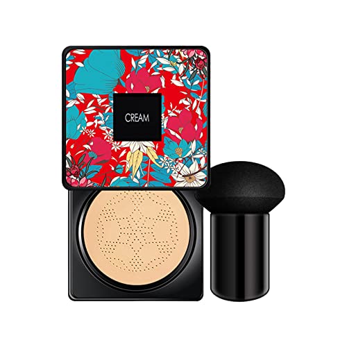 Oil Control Waterproof Mushroom Head Air Cushion Foundation - 3ml Nude Makeup Concealer with Sponge | Long Lasting & Moisturizing | Perfect for Daily Wear, Travel & Touch-ups (Size B, One Size)