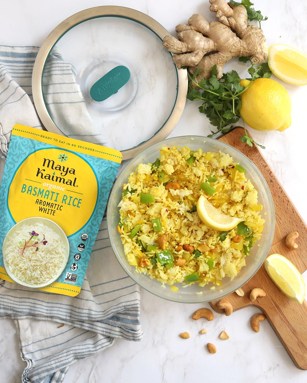 Maya Kaimal's Spiced Lemon Rice - Authentic Indian Basmati Rice Mix - Quick & Easy Meal - Perfect for Weeknight Dinners, Meal Prep & Potlucks