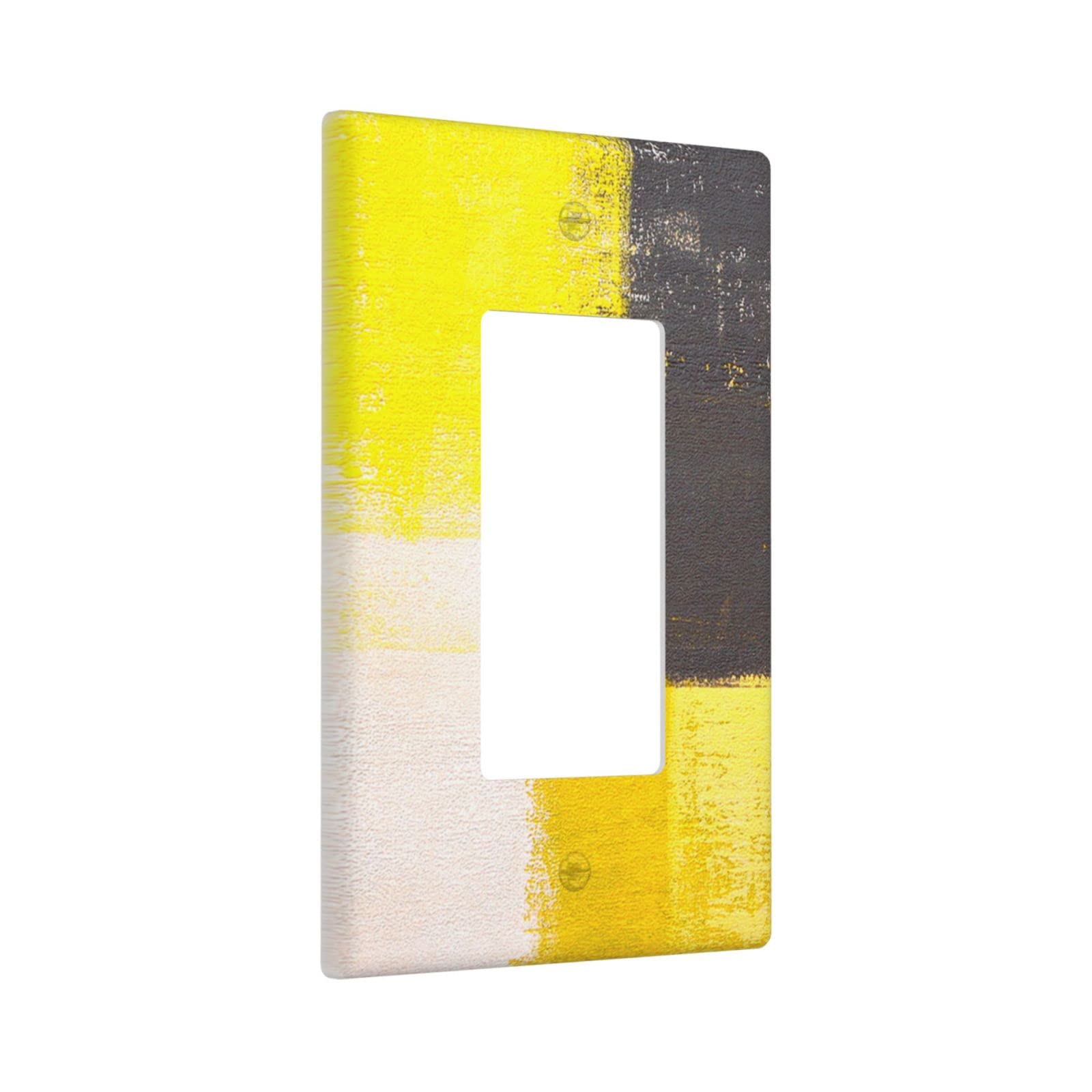 Abstract Yellow Single Rocker Light Switch Cover - Decorative 1 Gang Outlet Cover Wall Plate - Funny Light Switch Faceplate 4.5