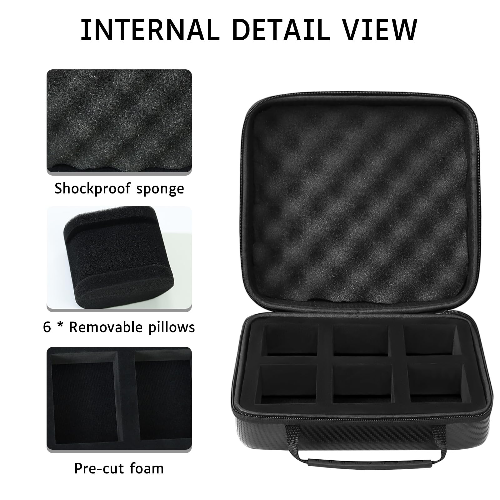 6-Slot Travel Watch Case for Men - Hard Watch Storage Box with Removable Shockproof Watch Pillows (Black) | Perfect for Business Trips, Vacations & Watch Collection Organization