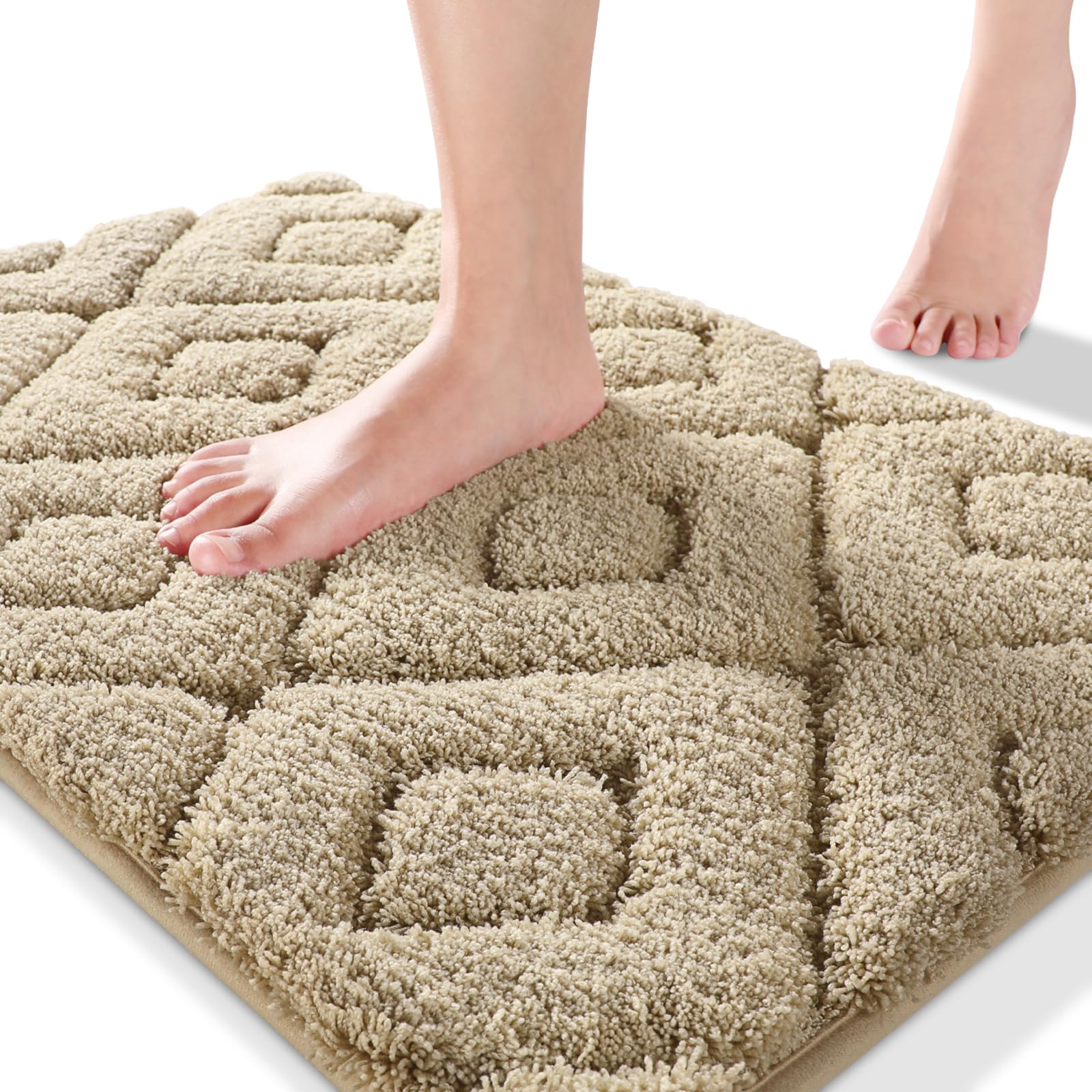 Yimobra Extra Soft Fluffy Absorbent Microfiber Bathroom Rugs - Non-Slip Plush Shaggy Shower Mat for Bathroom Floor, Bathtub & Laundry - Machine Washable 24