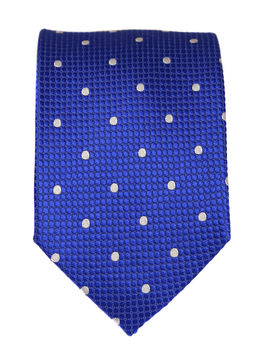 DÉCLIC Classic Spot Tie for Men - Royal Blue and White Polka Dot Pattern - Perfect for Weddings, Business Meetings & Formal Events