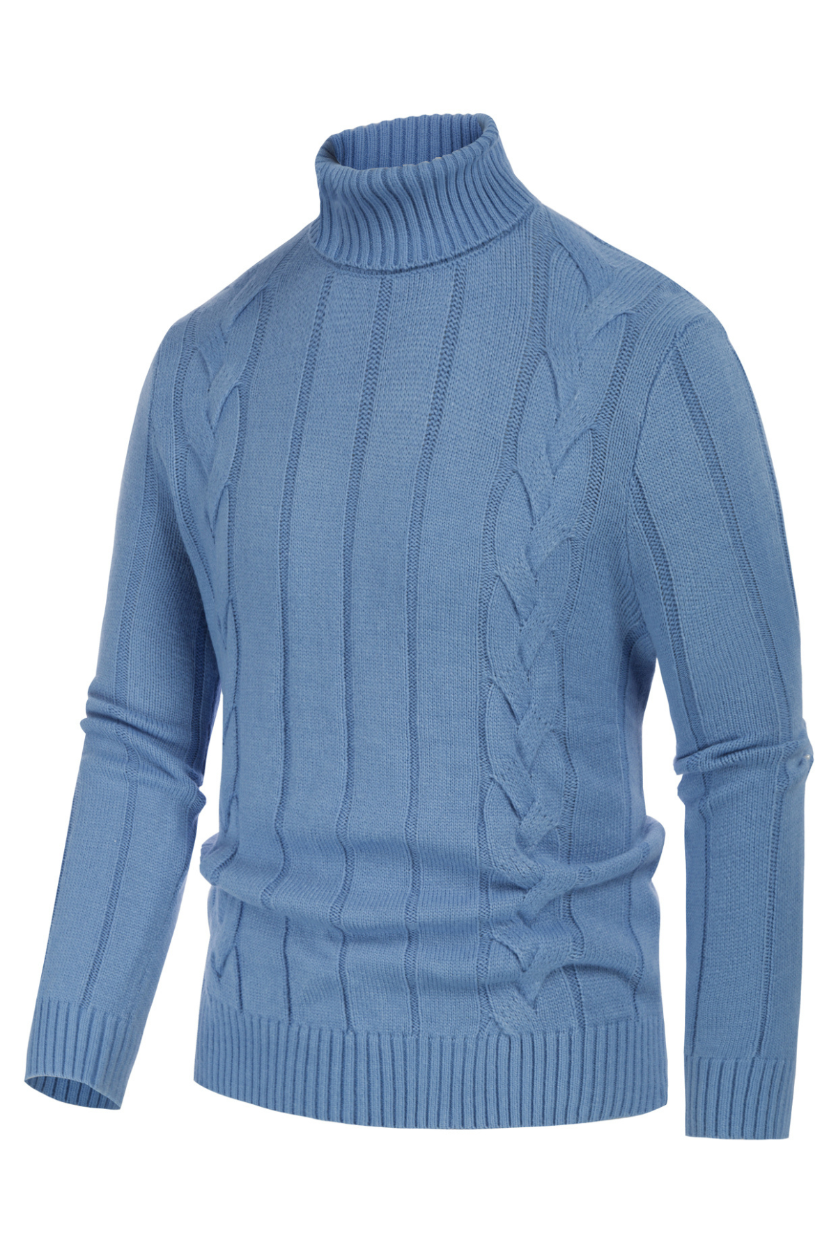 Men's Cable Knit Turtleneck Sweater - Winter Warm Pullover for Casual & Office Wear - Cozy Cold Weather Outfit