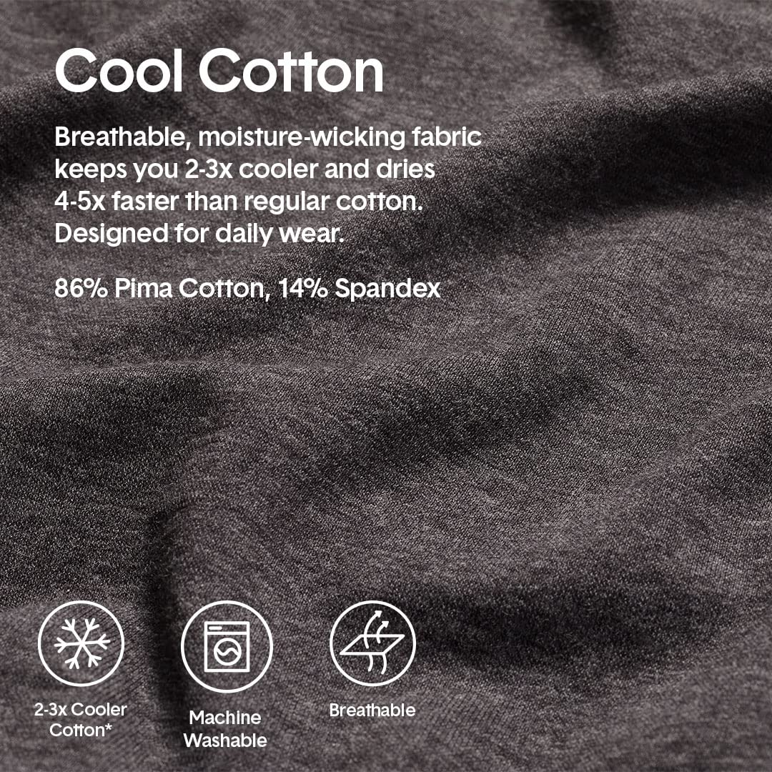 Tommy John Men’s 6-Inch Cool Cotton Trunk Underwear with Supportive Contour Pouch - Breathable & Moisture-Wicking Pima Cotton Blend Boxer Briefs - Perfect for Workout, Travel & Everyday Comfort
