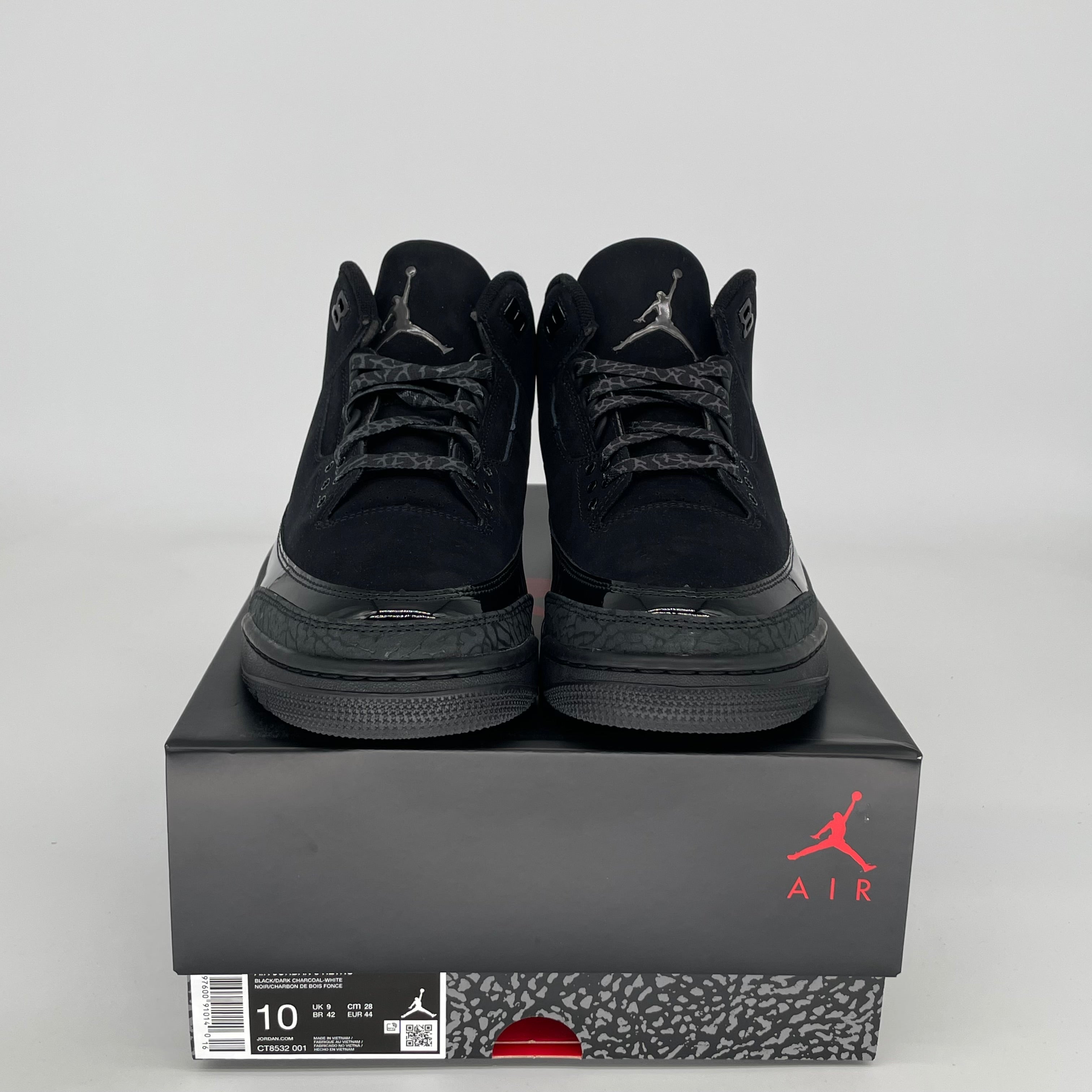AIR JORDAN 3 BLACK CAT Men's Basketball Shoes Size 10 - CT8532 001 Retro Sneakers for Streetwear & Casual Outfits