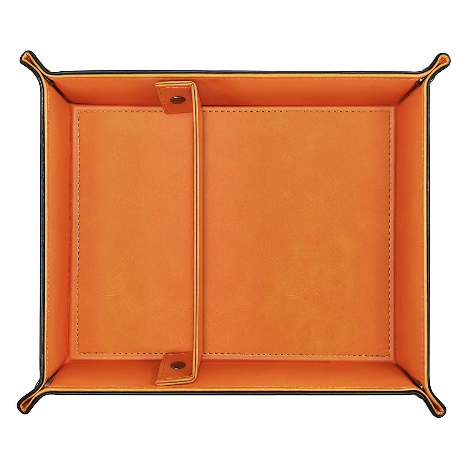 SITHON Valet Tray with Removable 2 Compartments - Orange Desktop Organizer for Jewelry, Keys & Essentials | Bedside, Vanity & Nightstand Storage Solution | Perfect for Home Office & Dresser Organization