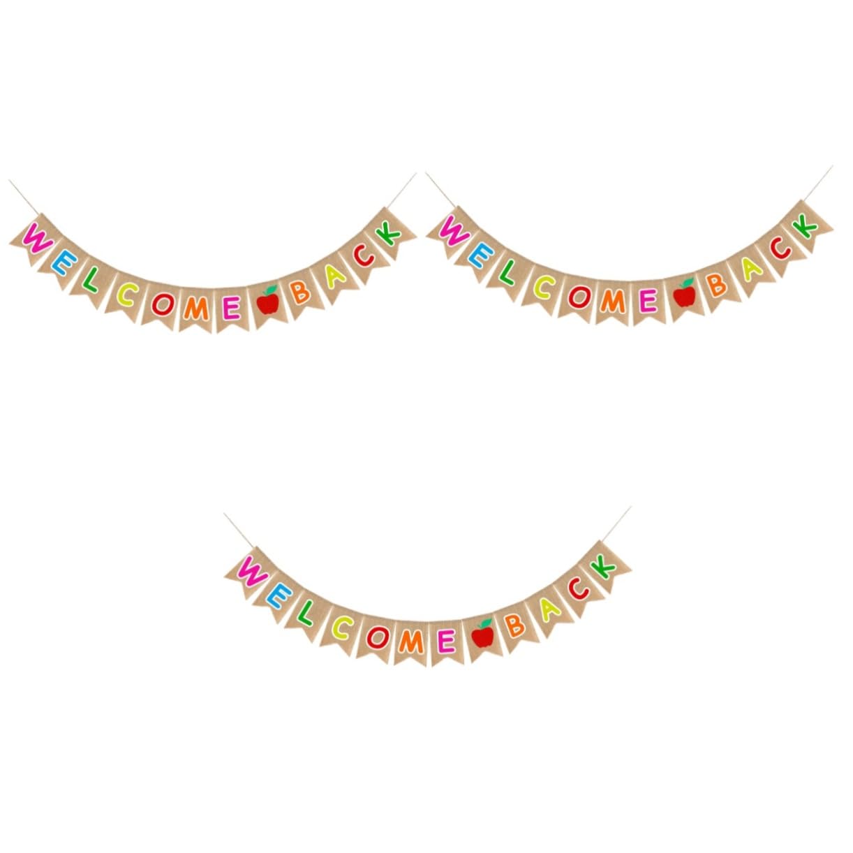 ABOOFAN 3-Piece Burlap Flower Banner Set - Back to School Party Decorations, Classroom & Home Decor - Perfect for School Season, Birthday Parties & Festive Events