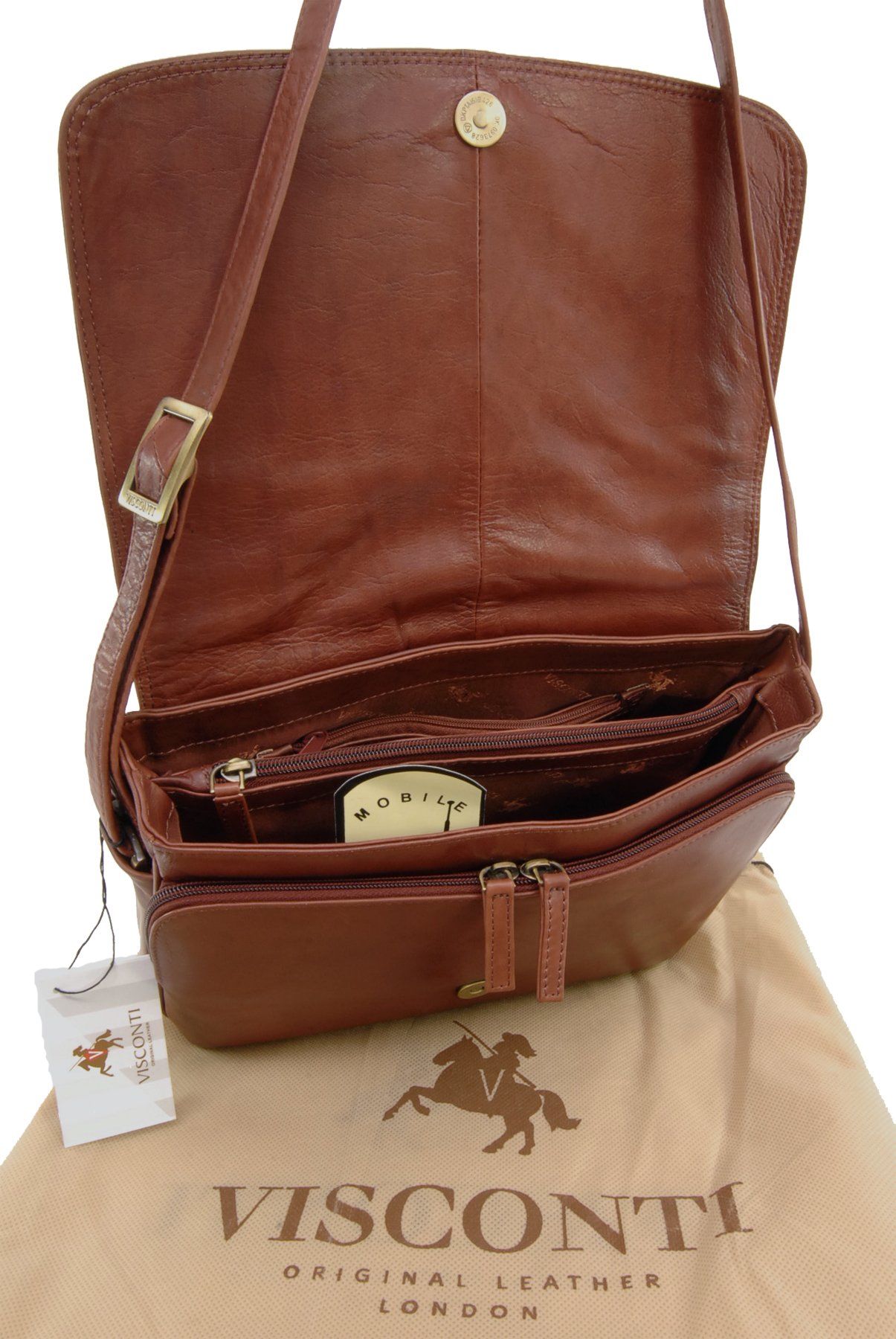 VISCONTI Women's Leather Crossbody Bag - Medium Organizer Handbag with Multiple Pockets & Adjustable Strap - Perfect for Work, Travel & Everyday Use - Claudia 03190
