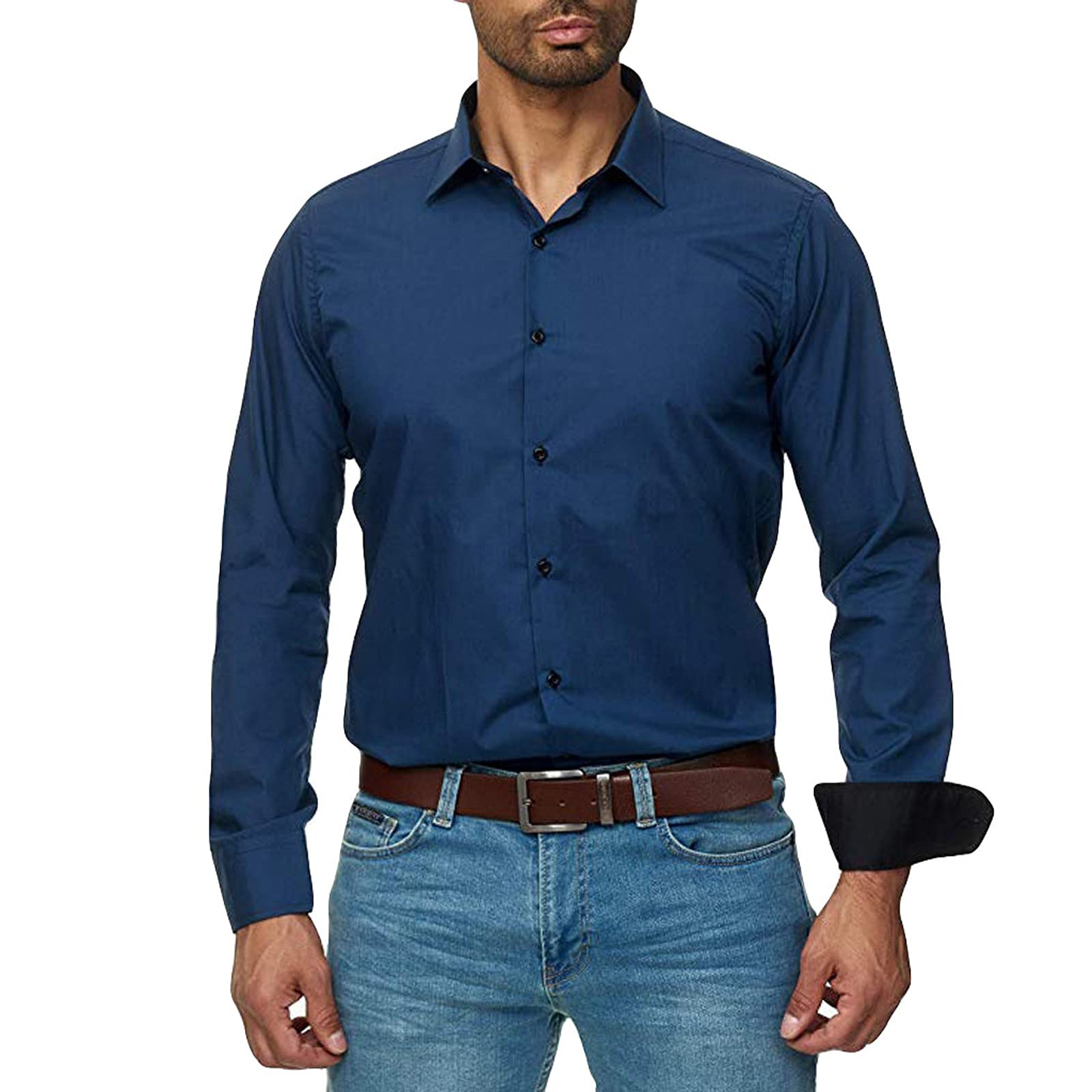 Men's Casual Button Down Dress Shirts - Long Sleeve Regular Fit Oxford Business Shirt for Work & Office | Western Style Formal Wear | Perfect for Business Meetings, Weddings & Professional Events
