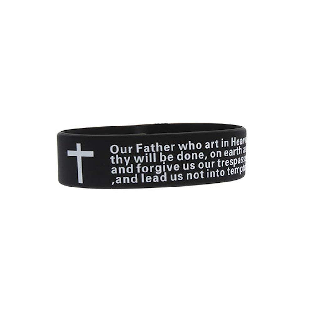 Lord's Prayer Silicone Wristbands - Pack of 12 Black Religious Bracelets for Men & Women - Perfect for Church, Bible Study & Christian Events