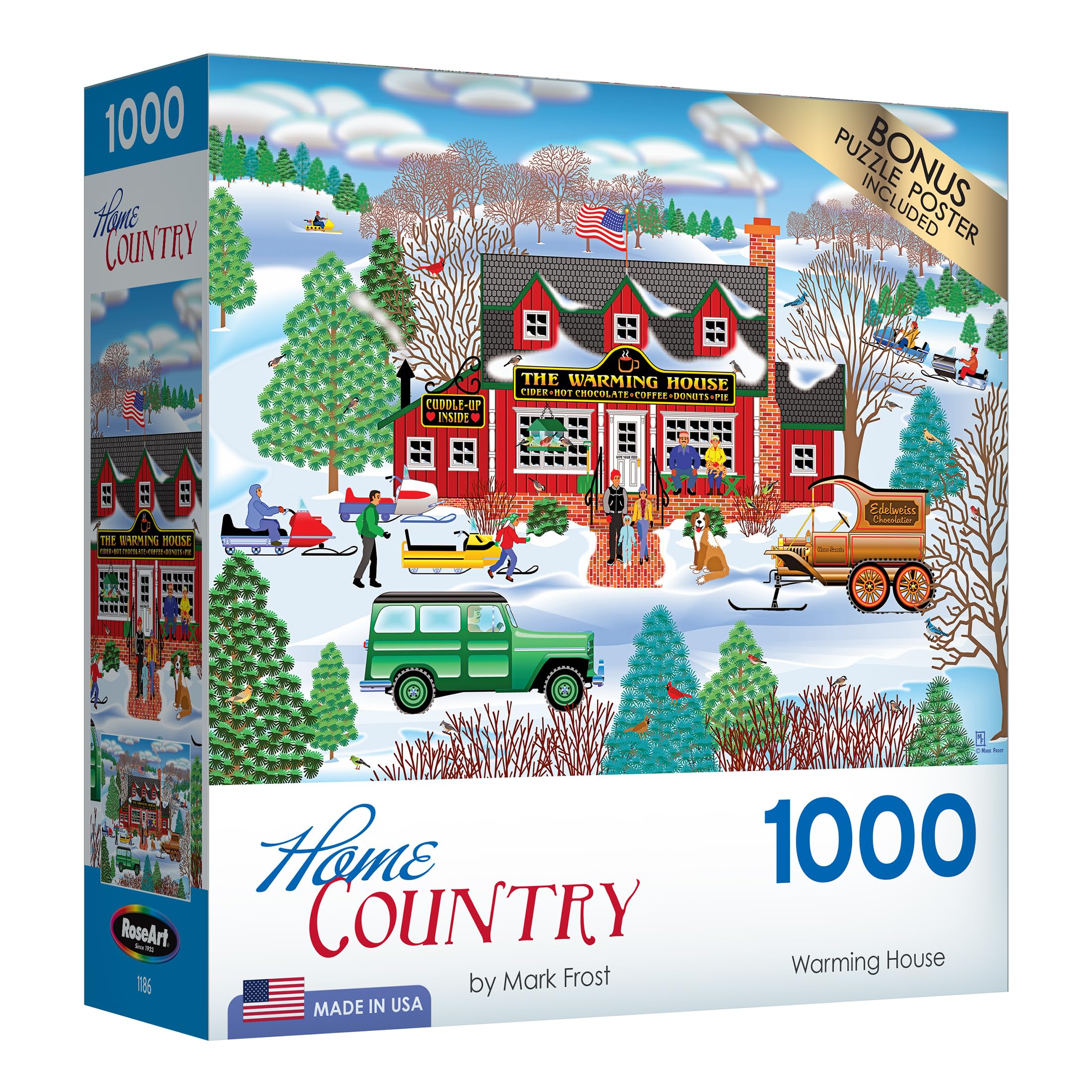 RoseArt 1000 Piece Jigsaw Puzzle for Adults - Warming House Home Country Scene - Challenging Puzzle for Family Game Night & Relaxation