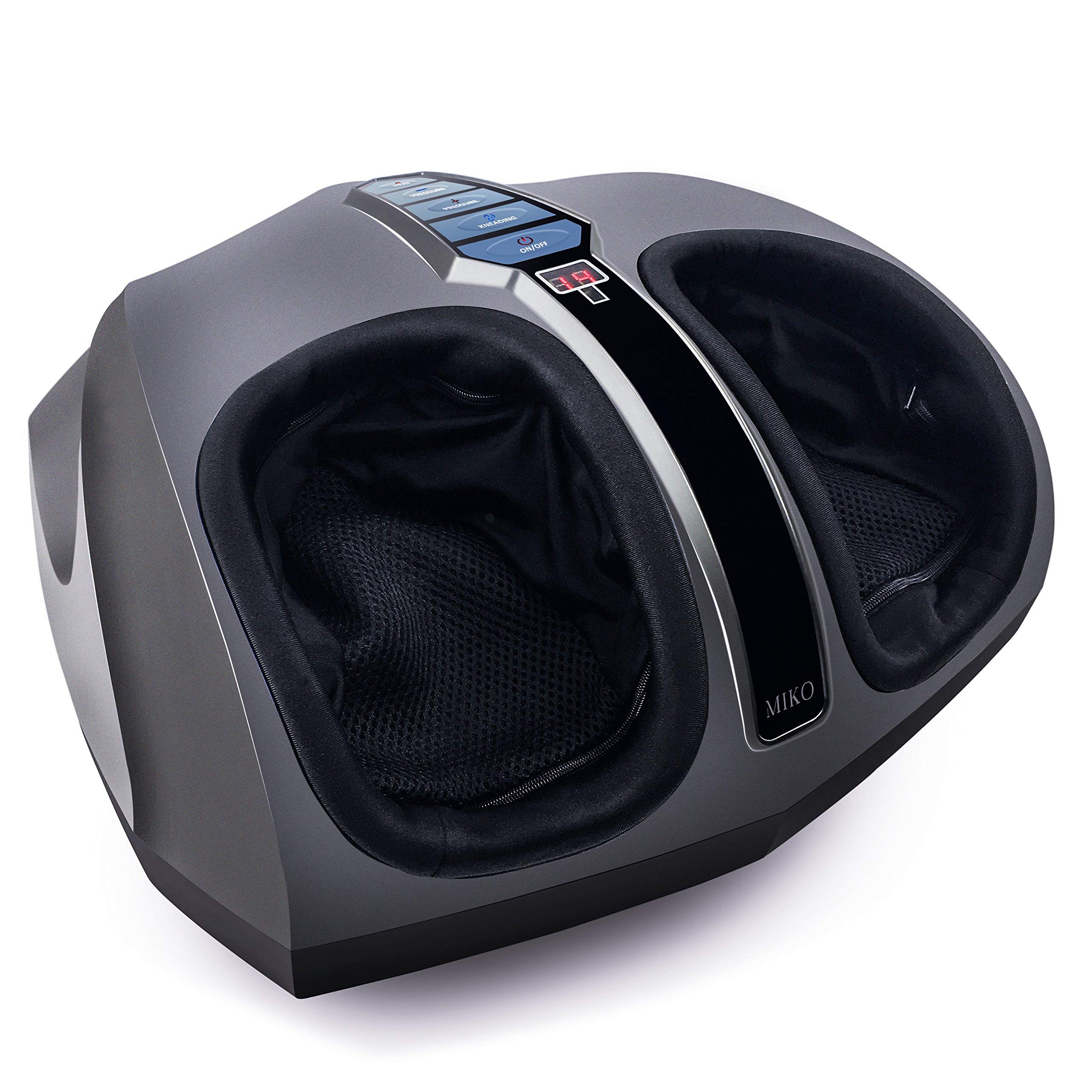 Renewed Miko Shiatsu Foot Massager with Deep-Kneading Technology, 3-Level Intensity & Adjustable Heat - Charcoal Grey | Perfect for Home Relaxation, Office Stress Relief & Post-Workout Recovery