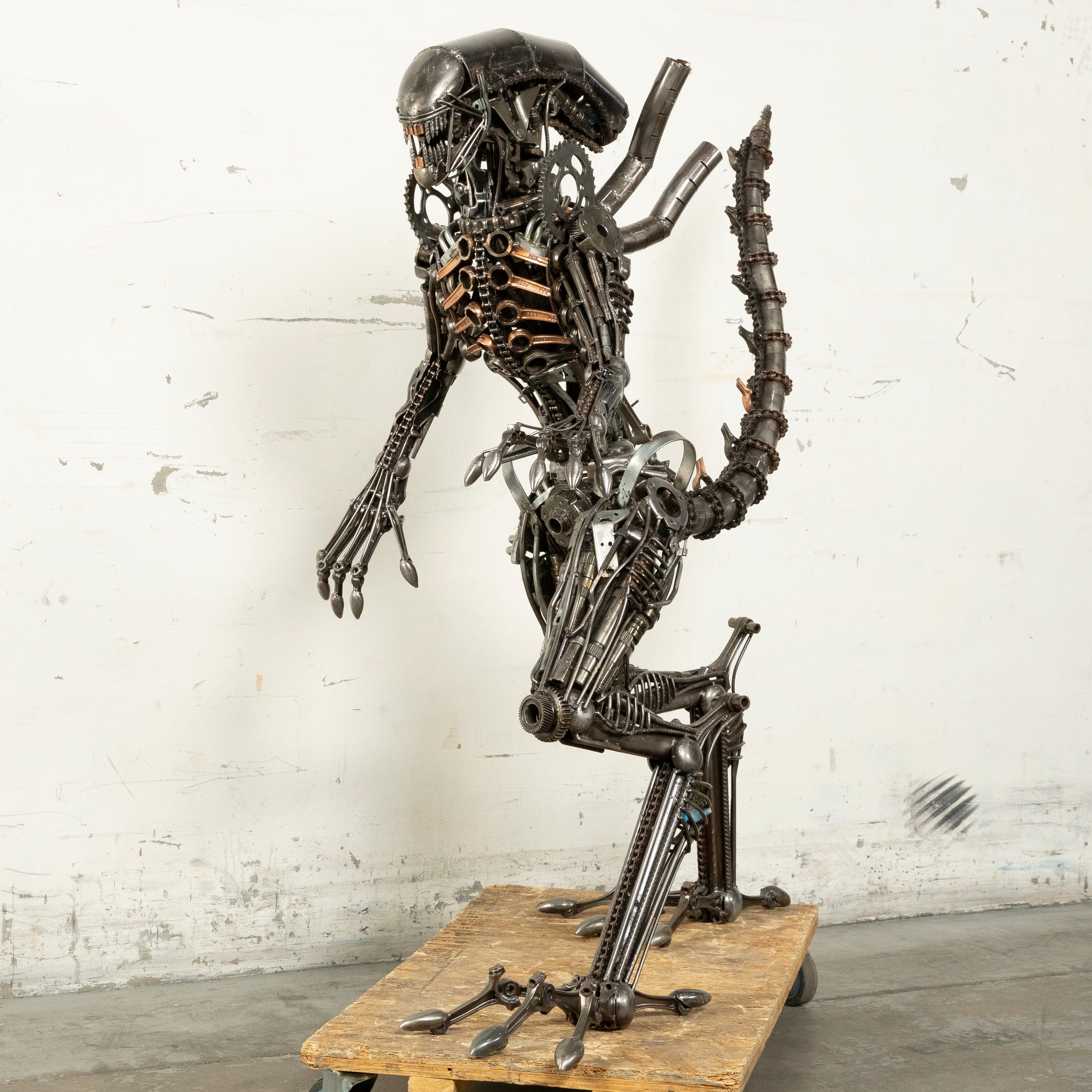 55 Alien Inspired Recycled Metal Art Sculpture - Unique Sci-Fi Wall Decor for Home & Office - Perfect for Space Themed Rooms & Gift Ideas