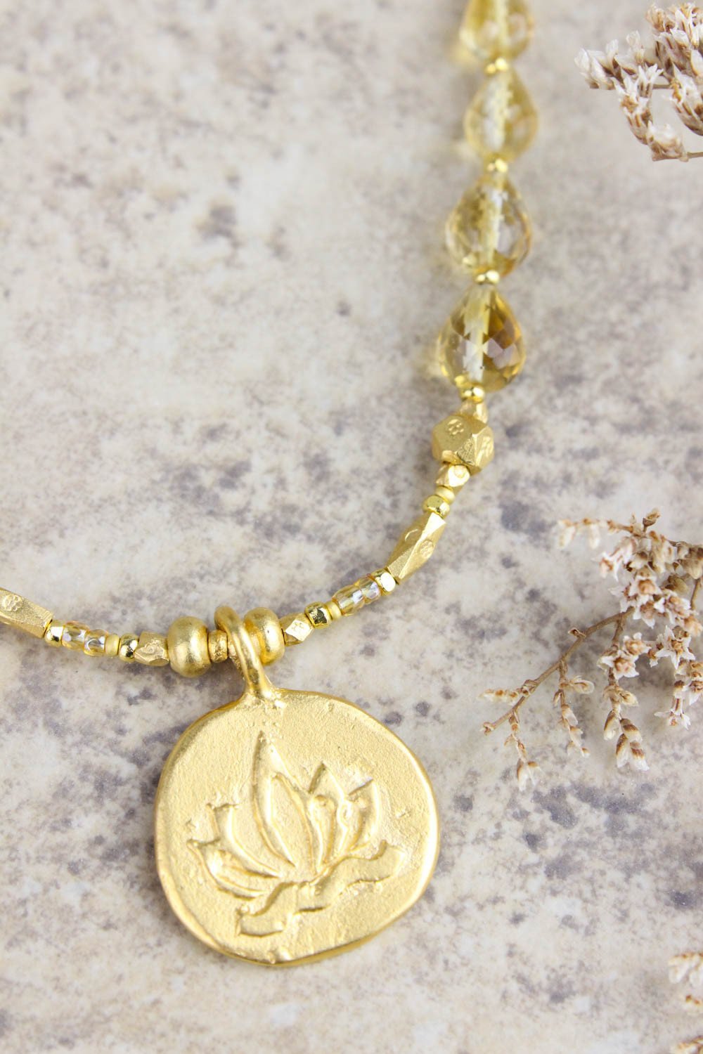 14K Gold Om Pendant Necklace with Genuine Garnet Gemstone - Spiritual Jewelry for Meditation, Yoga & Everyday Wear