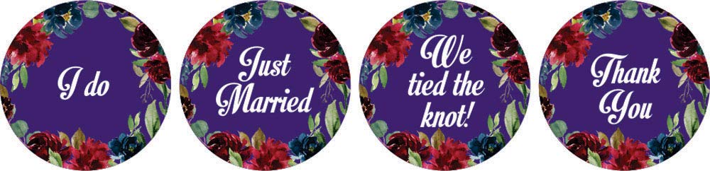 190 Pcs Violet Wedding Floral Stickers - DIY Chocolate Labels for Party Decor