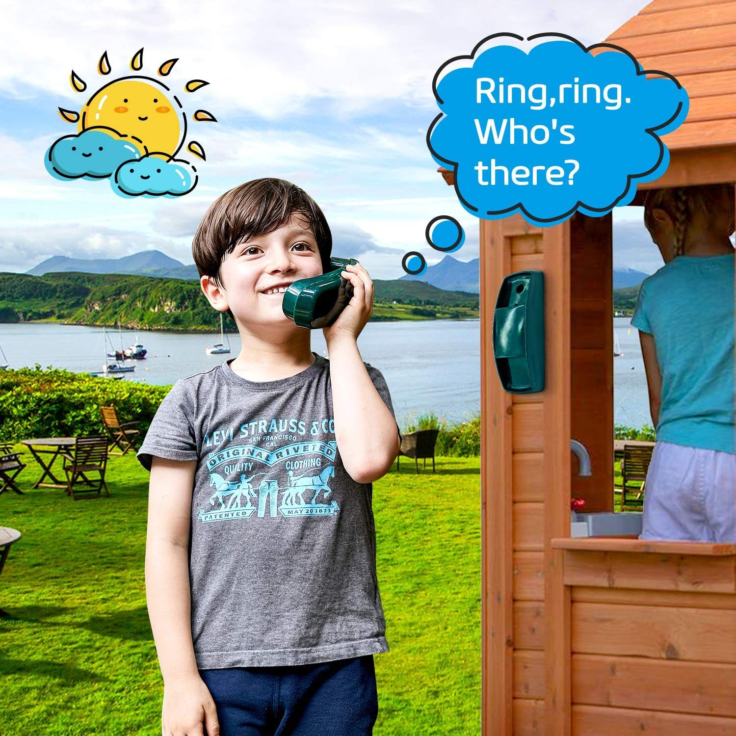 **Kids Pretend Play Phone - Educational Toy Telephone for Toddlers & Children - Interactive Learning Cell Phone for Role Play - Durable Plastic Swing Set Accessory (Green) - Perfect for Playhouse, Daycare & Indoor/Outdoor Fun**