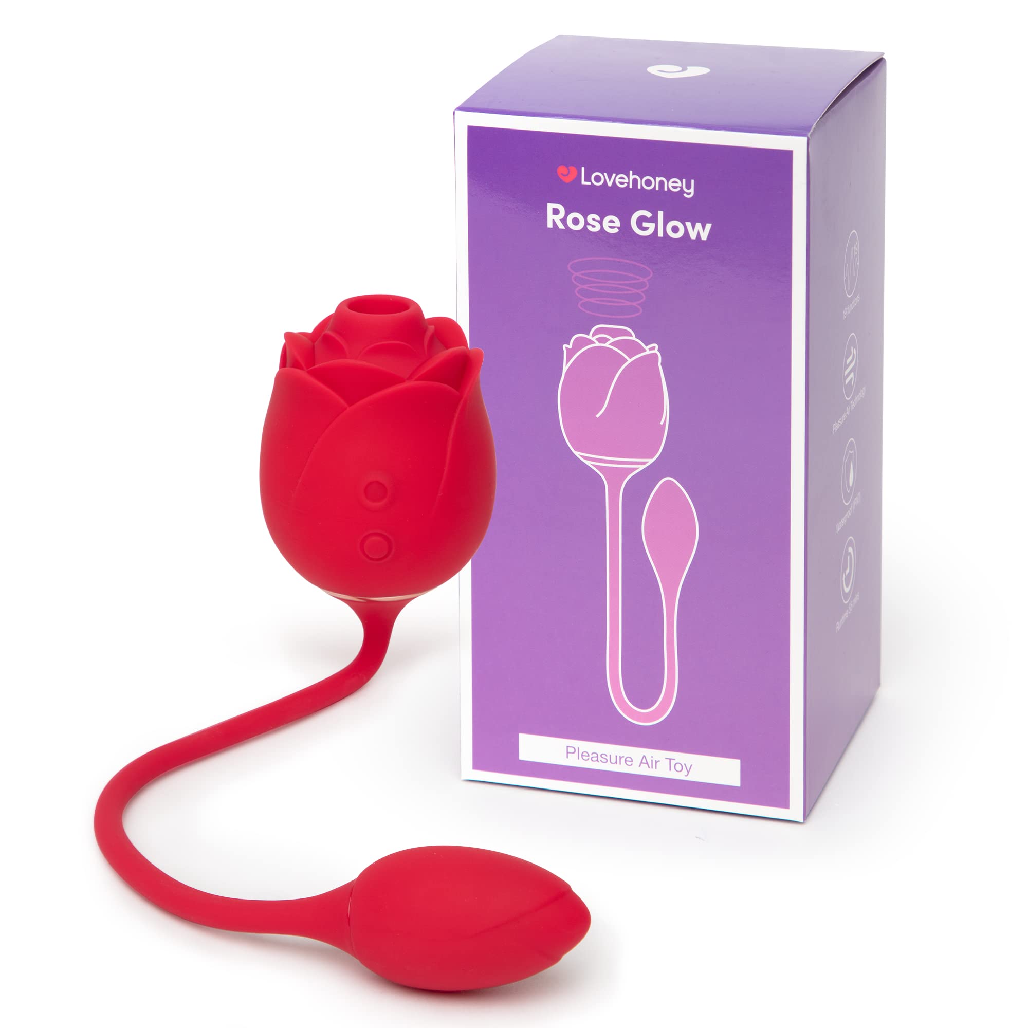 Lovehoney Rose Glow 2-in-1 Clitoral Stimulator & G-Spot Vibrator - 6 Suction Modes & Waterproof Rechargeable Rose Toy for Women - Perfect for Solo Play, Couples & Sensual Massage