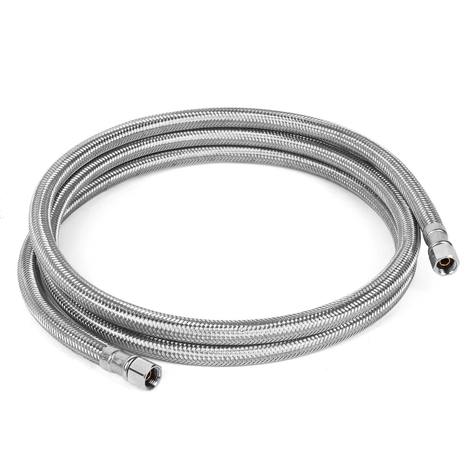6 FT Stainless Steel Refrigerator Water Line - 1/4 Inch Braided Ice Maker Hose Connector for Fridge Water Supply | Perfect for Home Kitchen, RV & Office Refrigerators