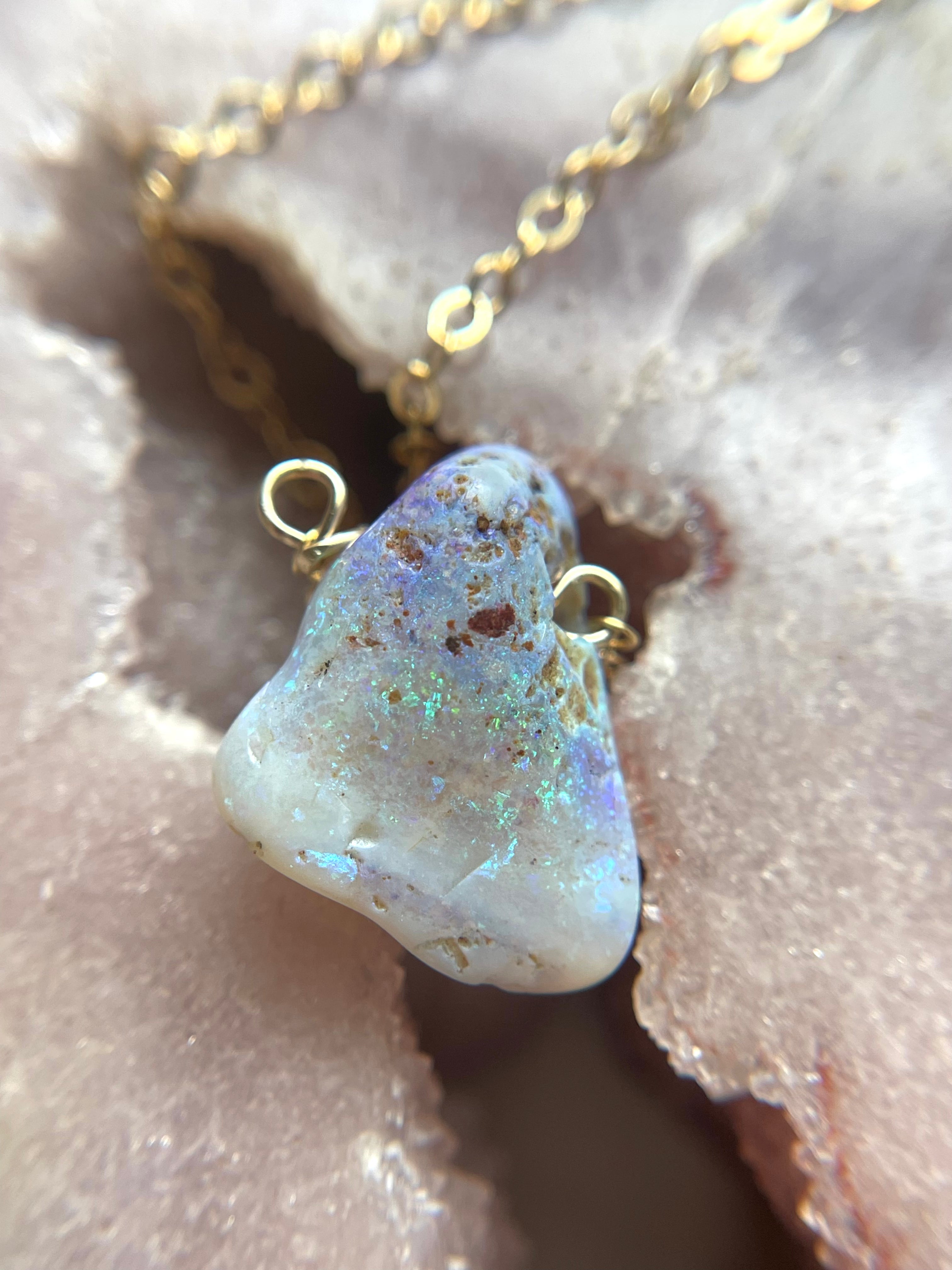 Genuine Australian Opal Necklace – Natural Raw Opal Pendant Jewelry for Women – Perfect for Weddings, Parties & Special Occasions