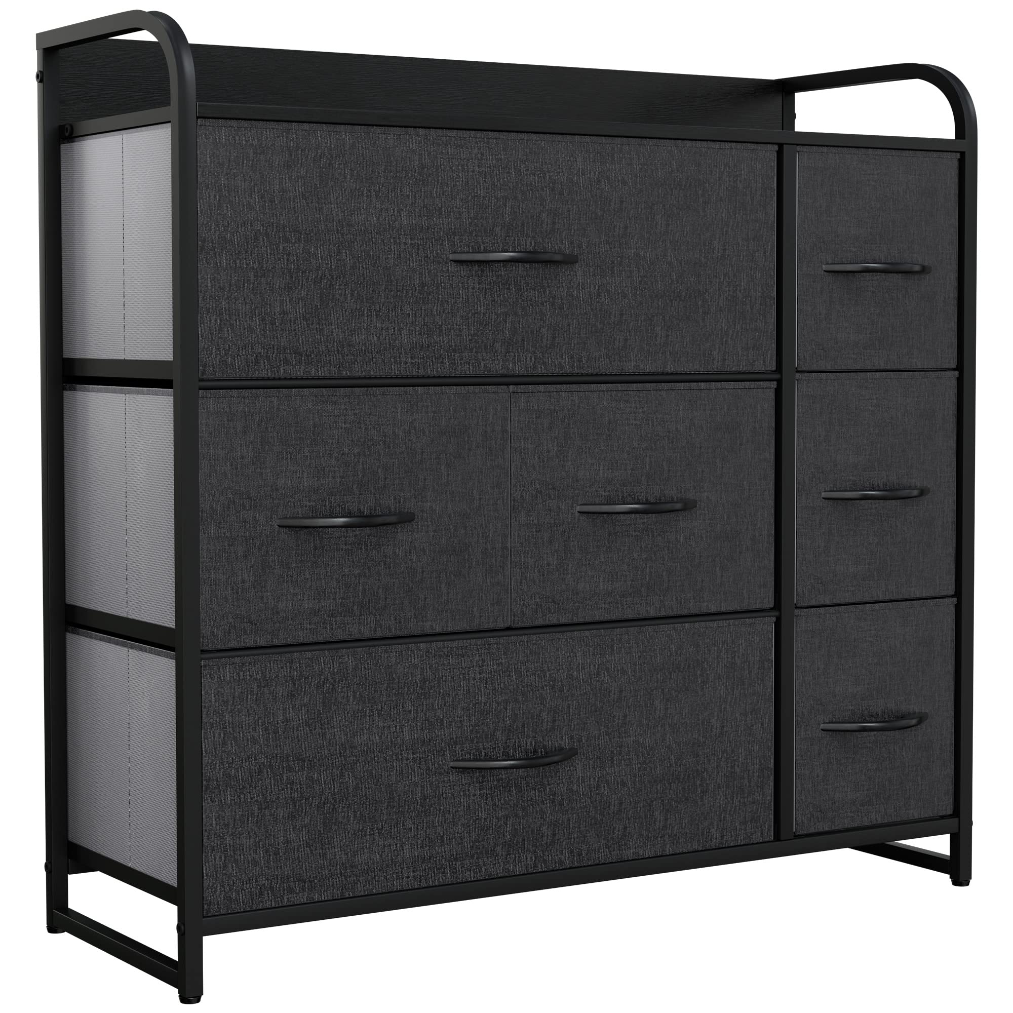 YITAHOME 7-Drawer Fabric Dresser Storage Tower - Black & Grey, 9-Drawer Fabric Storage Organizer Unit for Bedroom Closet, Clothes, Toys & Home Organization - Perfect for Small Spaces & Nursery Storage