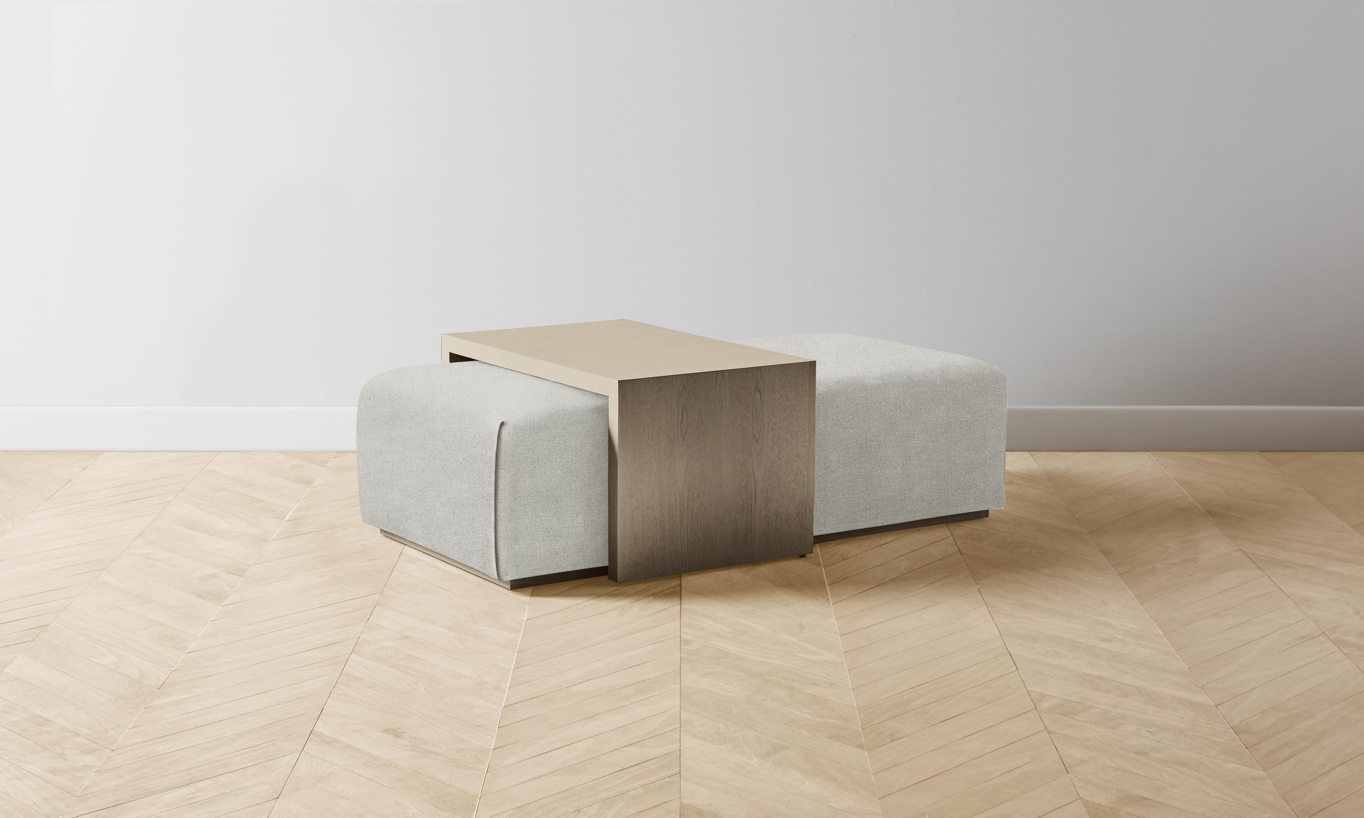 The Bowery Ottoman - Performance Mélange Weave Flint - Modern Living Room & Bedroom Accent Furniture for Home Decor