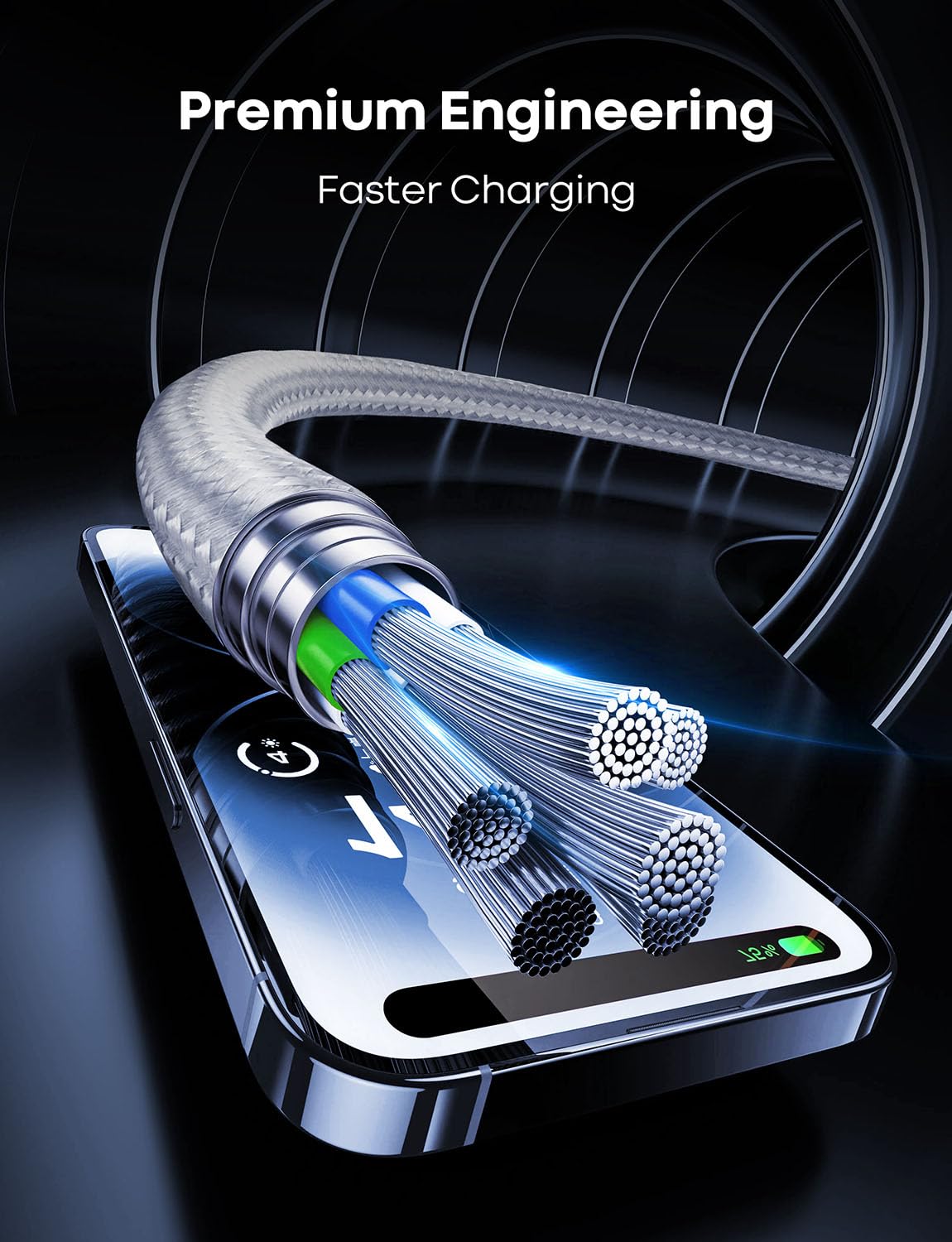 20Ft USB C Cable White - 60W Fast Charging USB C to USB C Cable, Extra Long Nylon Braided Type C Charger for iPhone 16/15, iPad Pro, MacBook Pro/Air, Pixel, Samsung Galaxy, Nintendo Switch - Perfect for Home, Office, and Travel Charging