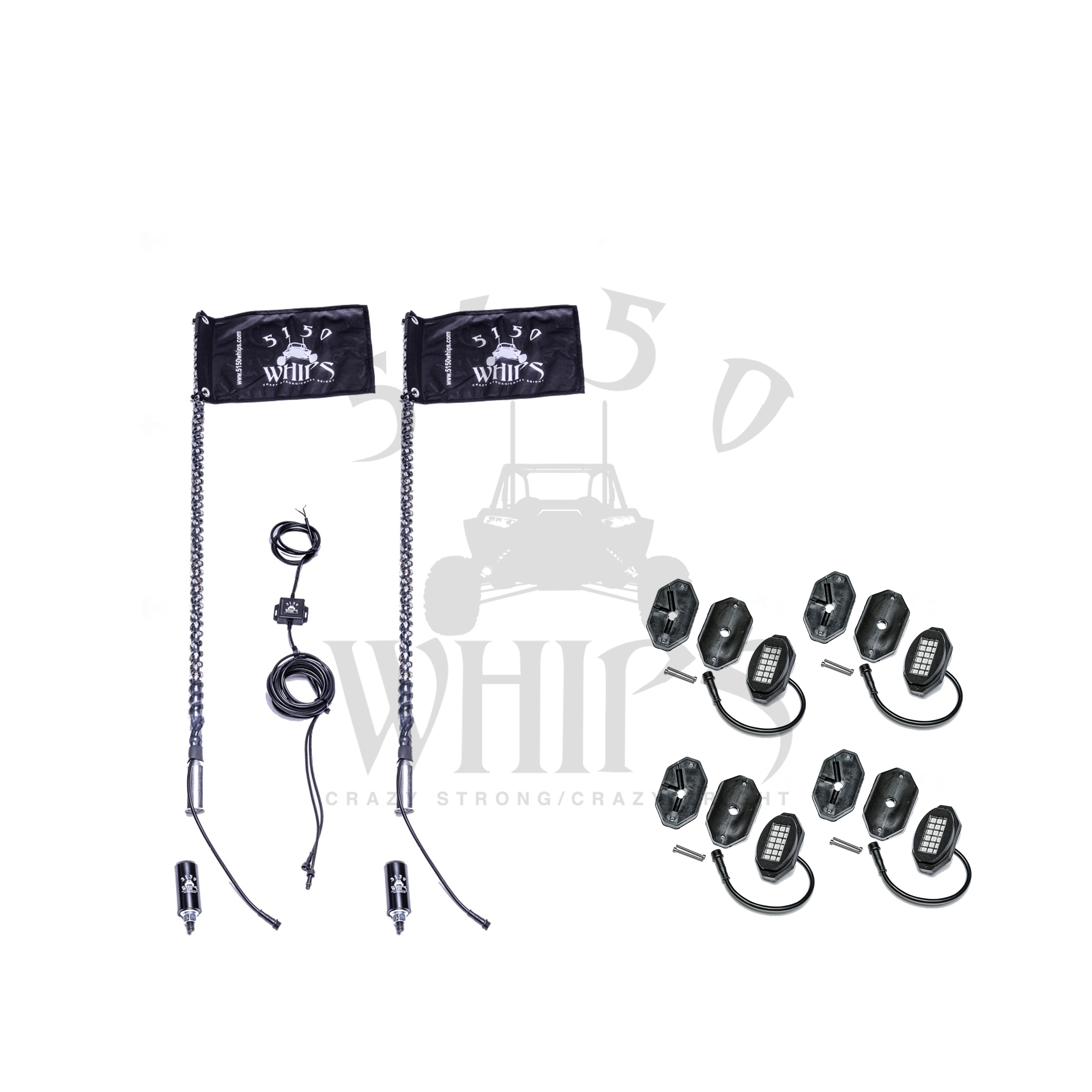 187 Whips and Rock Light Combo Kit - LED Off-Road Lighting for Trucks & ATVs - Perfect for Night Off-Roading, Camping & Emergency Use