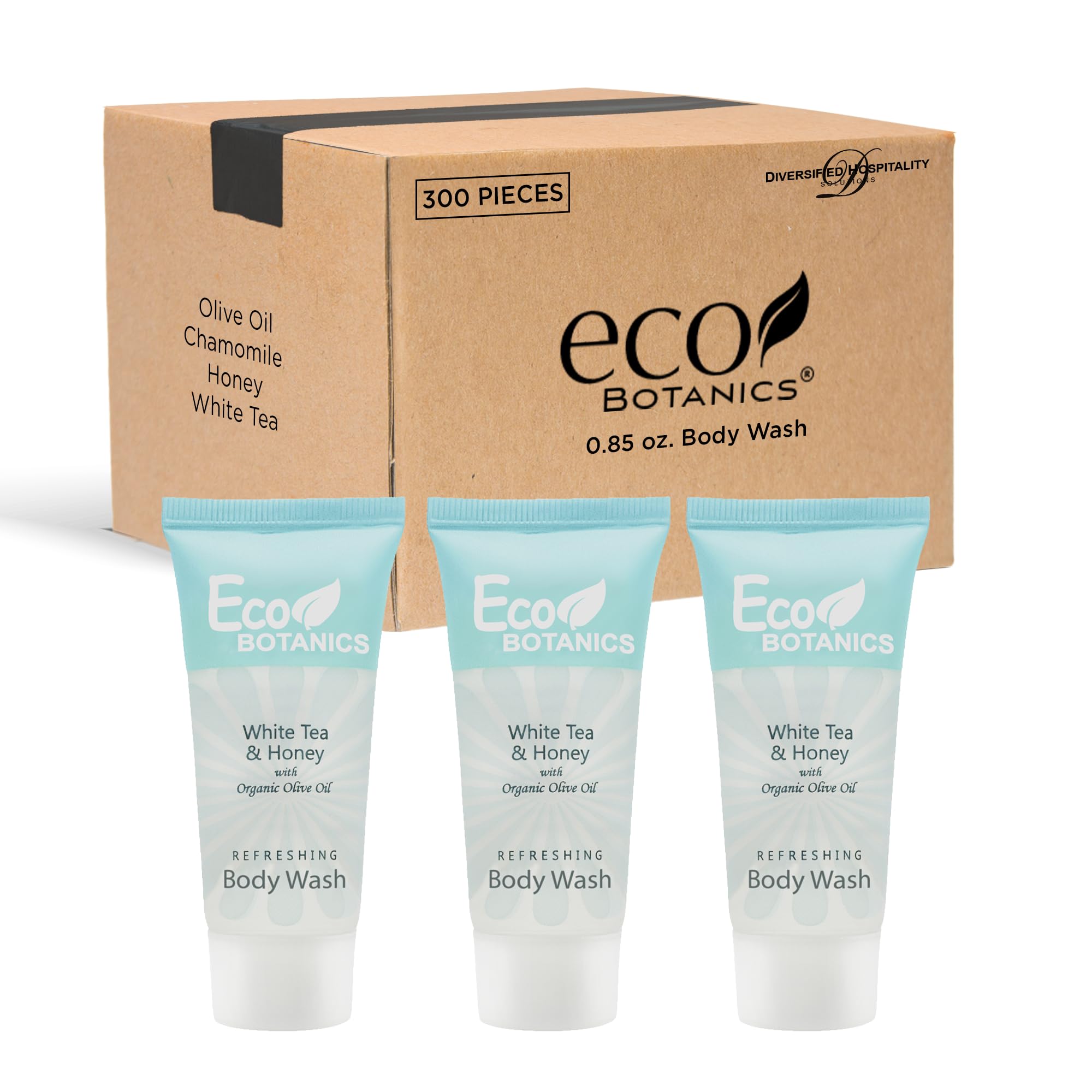 Eco Botanics Travel-Size Hotel Shampoo and Body Wash .85 oz (Case of 300) - Bulk Toiletries for Hotels, Gyms, Spas, and Travel Essentials