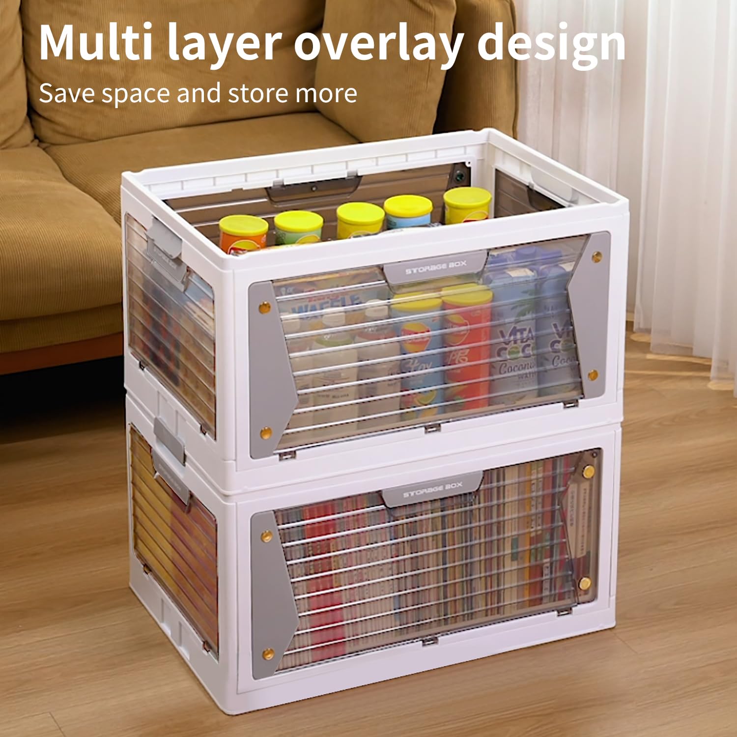 Stackable Plastic Storage Bins with Wheels & Lids - 2 Pack Collapsible Storage Containers with Handles for Bedroom, Living Room, Kitchen & Closet Organization | Perfect for Home Storage, Moving & Office Organization