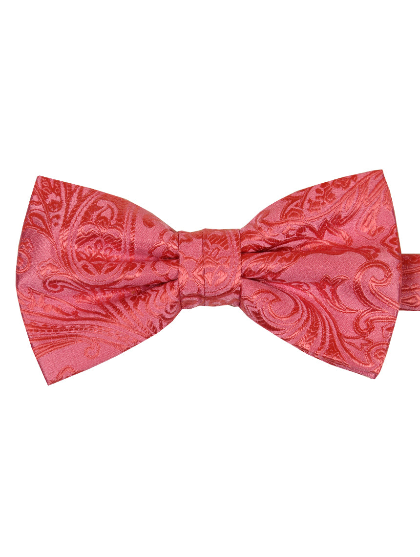 DÉCLIC Classic Paisley Bow Tie for Men - Elegant Pink Silk Necktie for Weddings, Prom & Formal Events