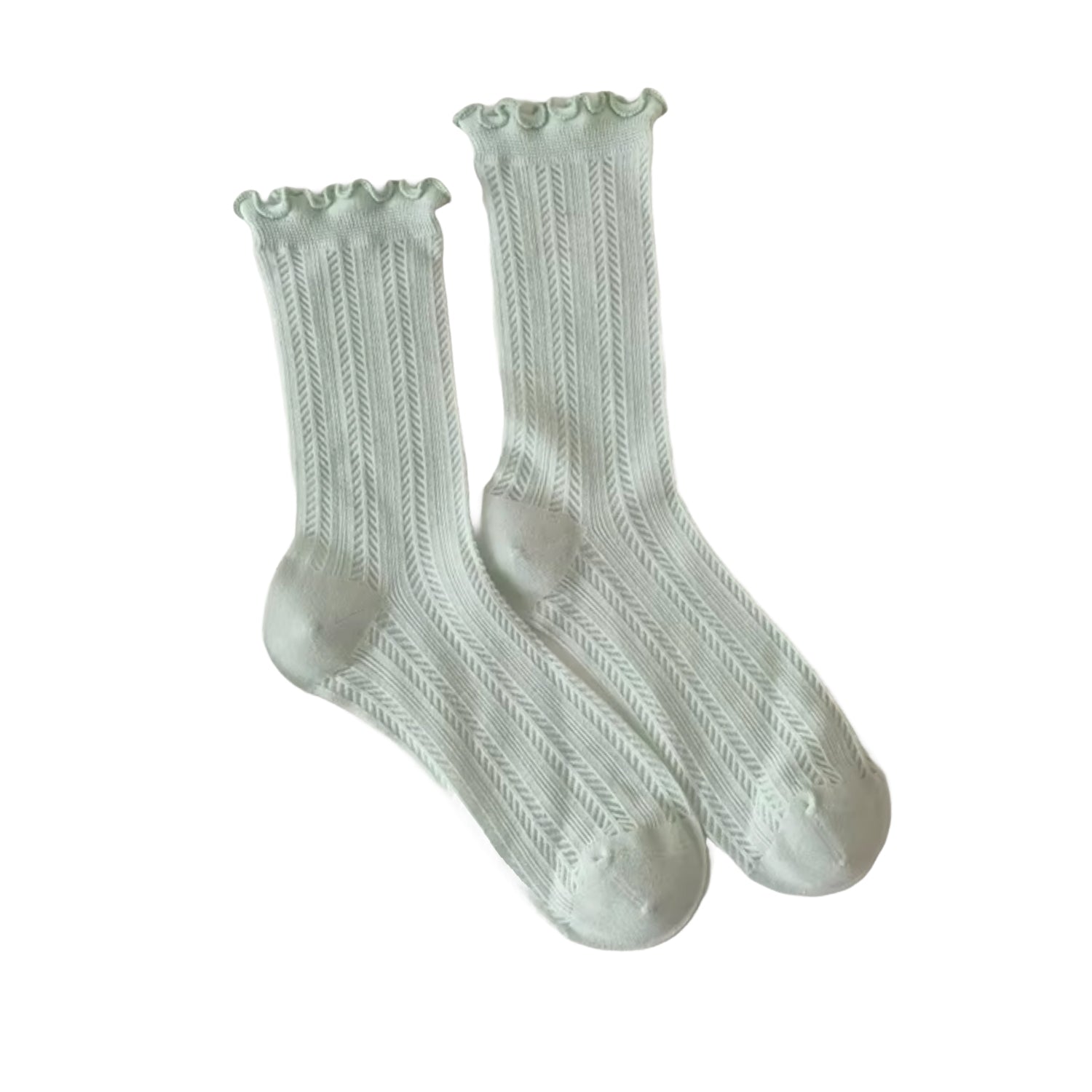 FLOOF Green Frill Tall Socks for Women - Fashionable Knee-High Socks for Outfits, Cosplay & Everyday Wear