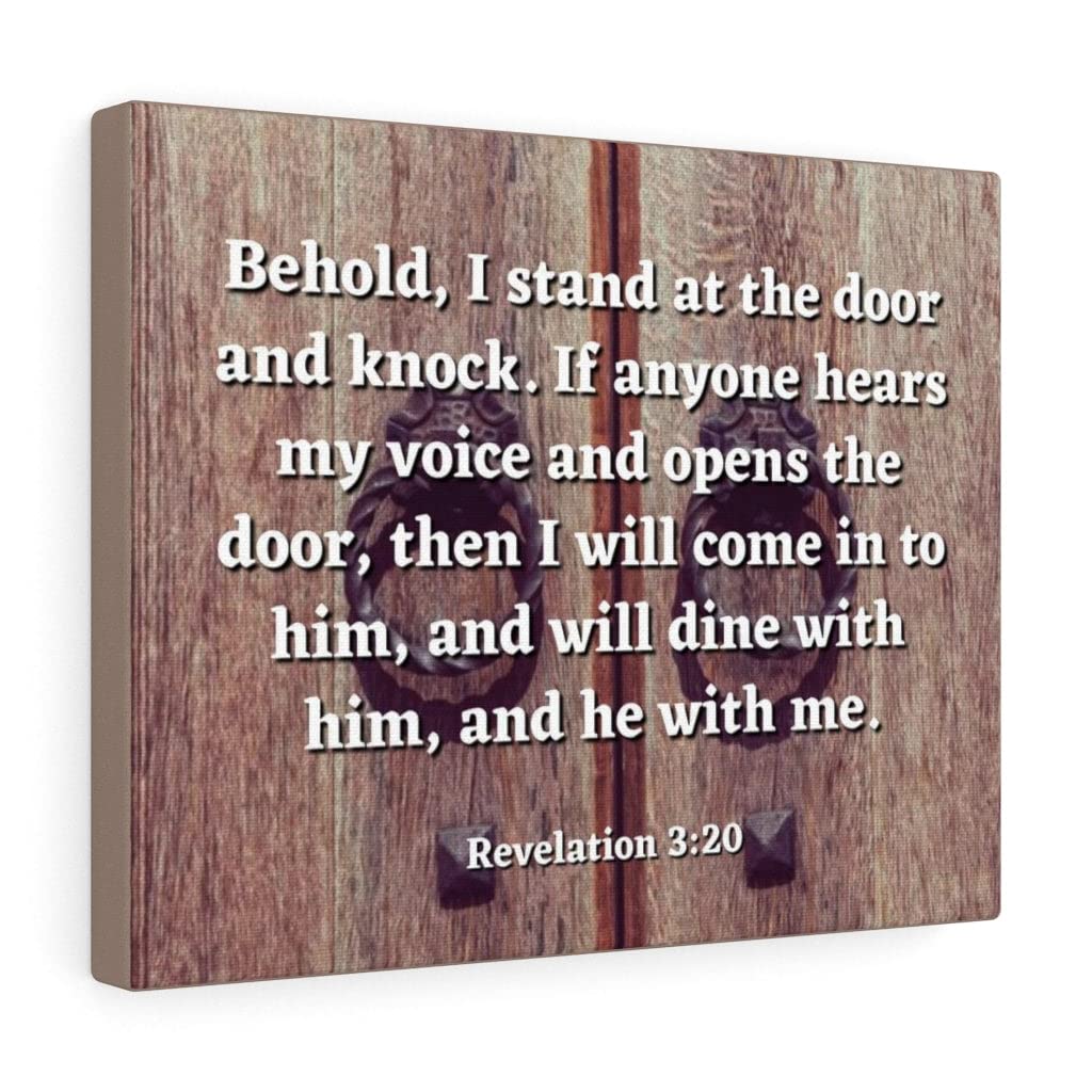 Christian Wall Art with Bible Verse - Revelation 3:20 Scripture Print, Ready to Hang Home Decor for Living Room, Bedroom & Church