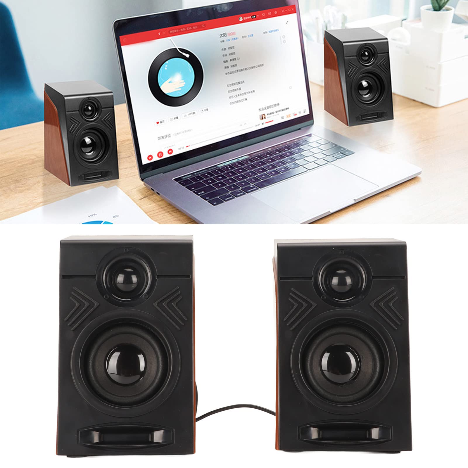 EIMSOAH PC Speakers with Adjustable Volume & Deep Bass, USB & 3.5mm Interface, Plug and Play Desktop Speakers for Computers, Laptops, TVs, Perfect for Home Office and Gaming