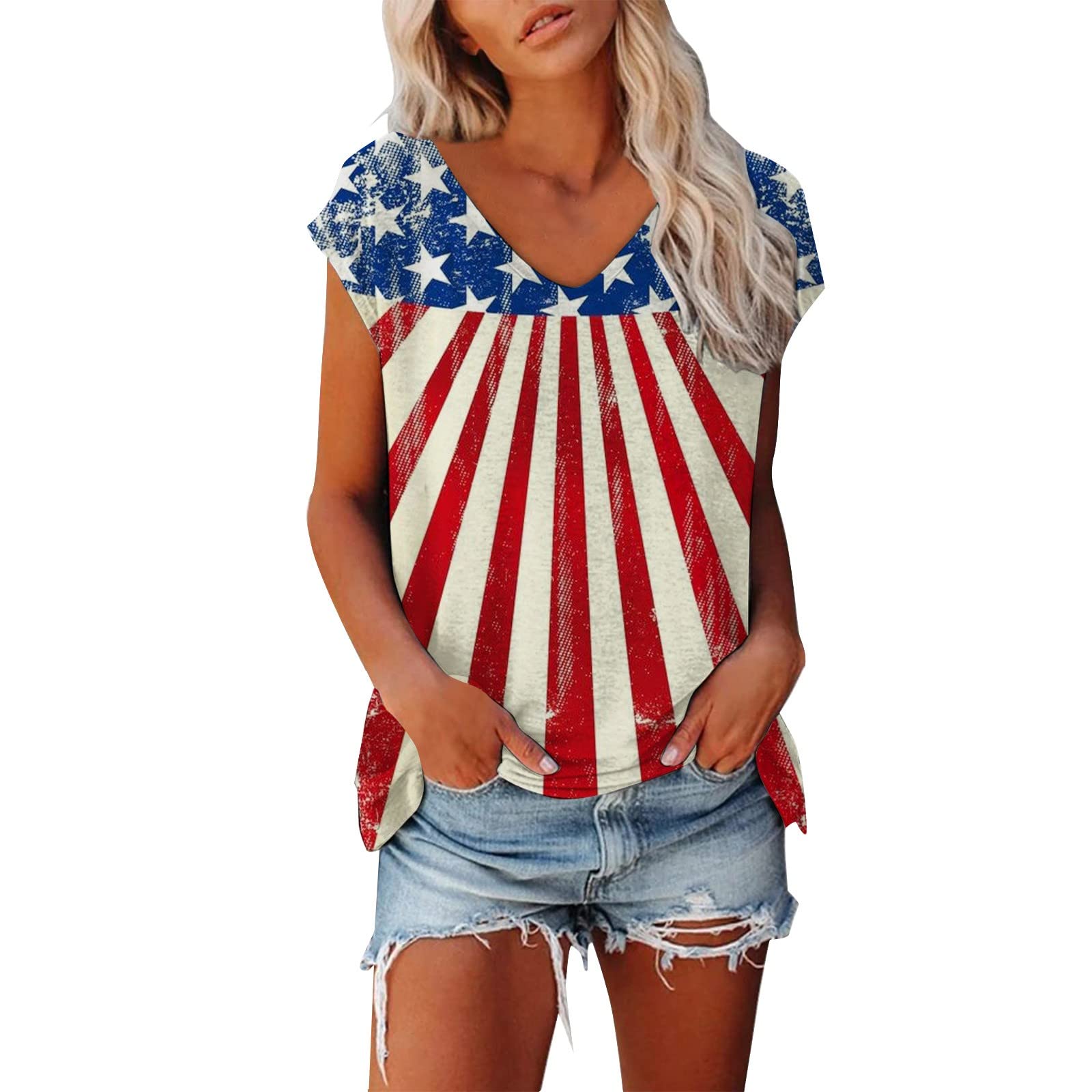Women's V-Neck Cap Sleeve Tank Tops - Solid Color Casual Shirts, Loose Fit Long Sleeve Undershirts for Everyday Wear, Layering & Summer Outfits