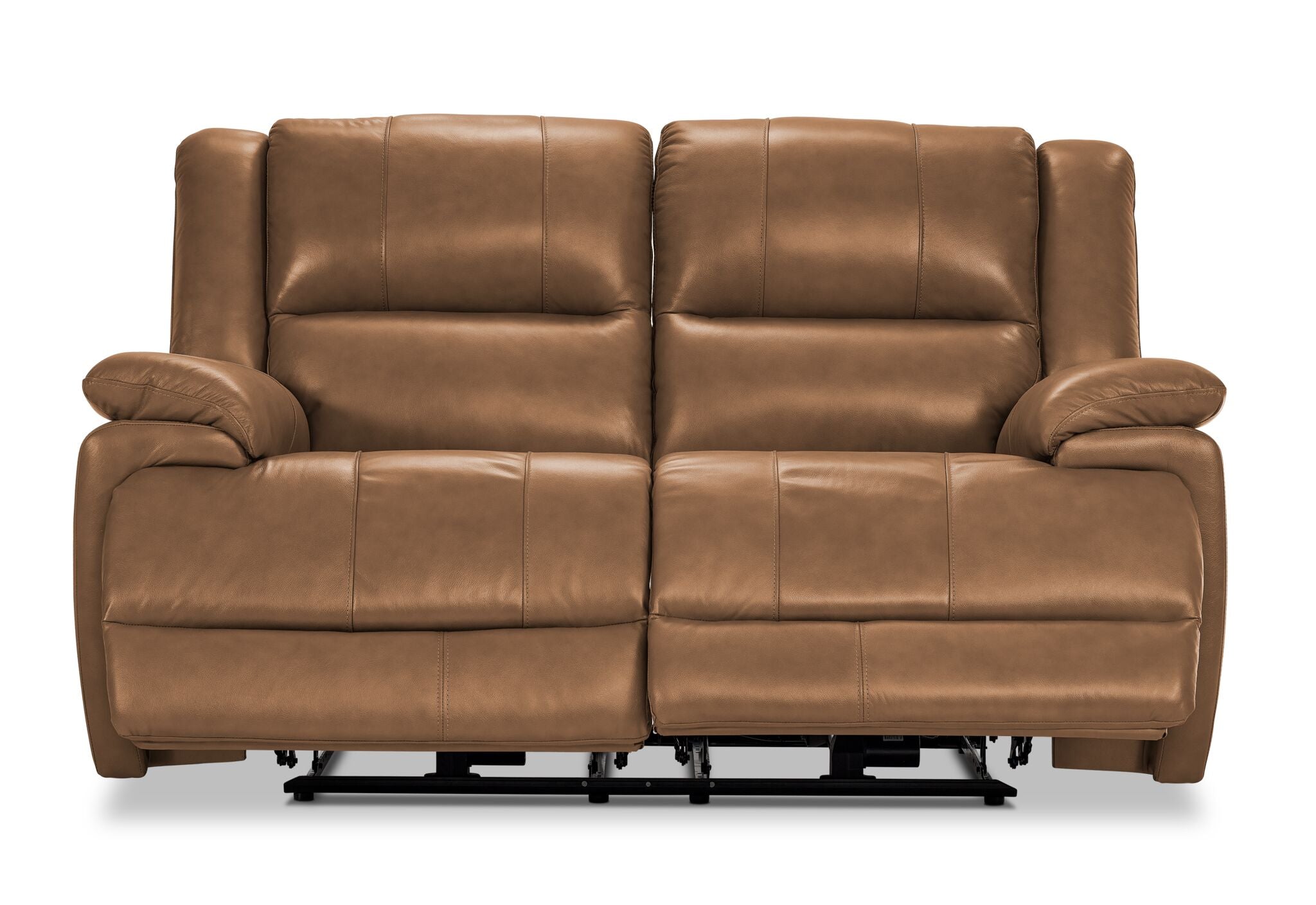 Allie Leather Dual Power Reclining Loveseat - Genuine Leather Sofa with Adjustable Backrest & Footrest, Modern Living Room Furniture for Small Spaces (Canyon Brown) - Perfect for Movie Nights & Relaxation