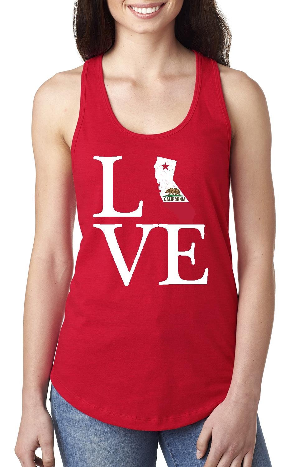 California State Flag Racerback Tank Top for Women - Love CA Travel Gift, Gym Workout & Casual Wear