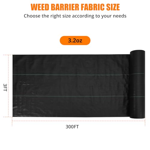 GARVEE 3.2OZ Heavy Duty Weed Barrier Landscape Fabric - 3x300FT Woven PP Weed Control Mat for Gardens, Driveways & Landscaping | Durable Geotextile Ground Cover to Block Weeds | Perfect for Yard Maintenance, Flower Beds & Commercial Landscaping Projects