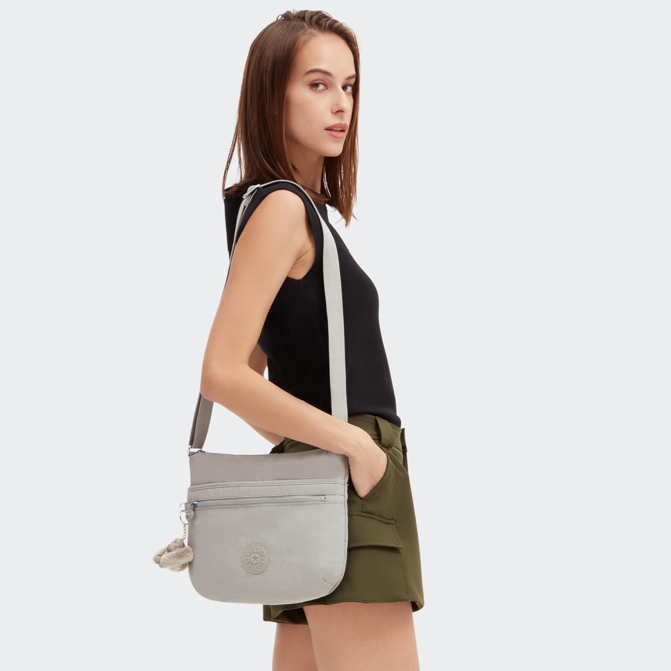 Kipling Cross-Body Bag for Women - Lightweight & Durable Charcoal Shoulder Purse - Perfect for Travel, Work & Everyday Use