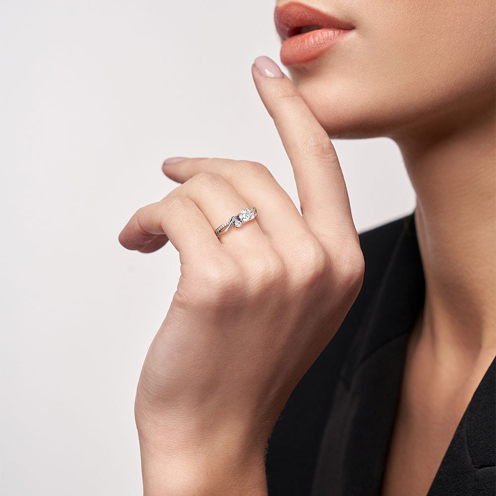 3 Stone Lab Grown Diamond Twisted Band Promise Ring - Ethical & Affordable Engagement Ring for Women, Perfect for Anniversaries, Proposals & Special Occasions