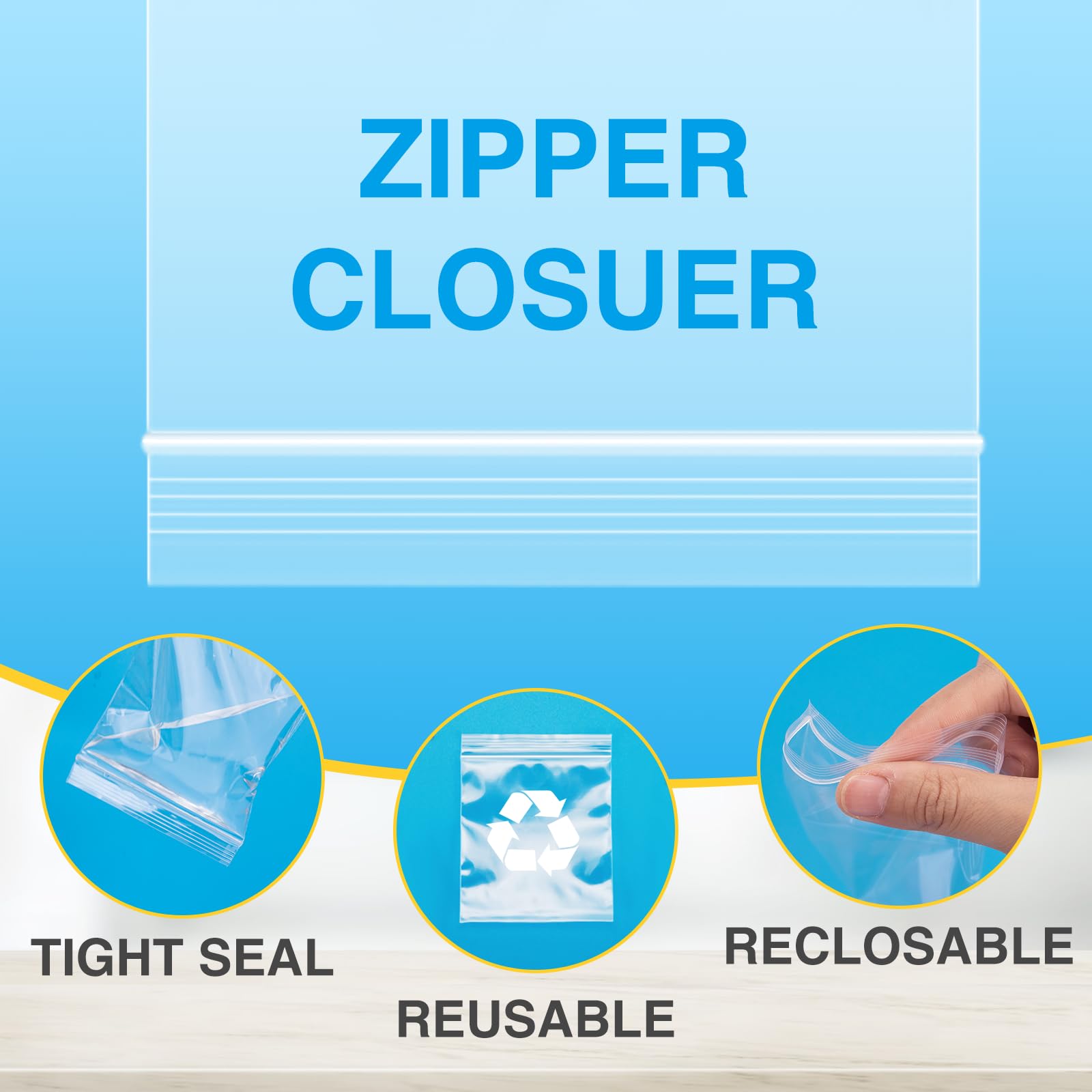 1200 Count 3” X 3” 2 Mil Clear Reclosable Zipper Bags - Heavy Duty Resealable Plastic Poly Bags for Organizing, Travel, Shipping & Storage | Perfect for Crafts, Snacks, Jewelry & Office Supplies