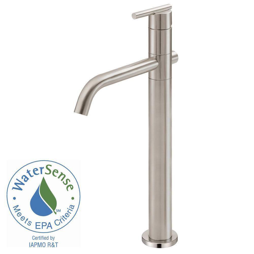 Danze Parma Single Hole Single Handle Mid Arc Bathroom Vessel Faucet in Brushed Nickel 553648 - Modern Sink Faucet for Bathroom Vanity, Powder Room, and Guest Bath Installation
