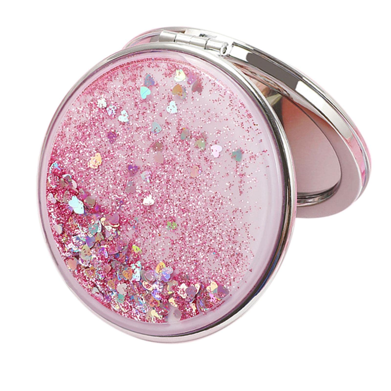 VMS INDIA Girls Handheld Compact Makeup Mirror with Magnifying Glass - Folding Vanity Round Mirror for Travel, Home & Professional Makeup Application
